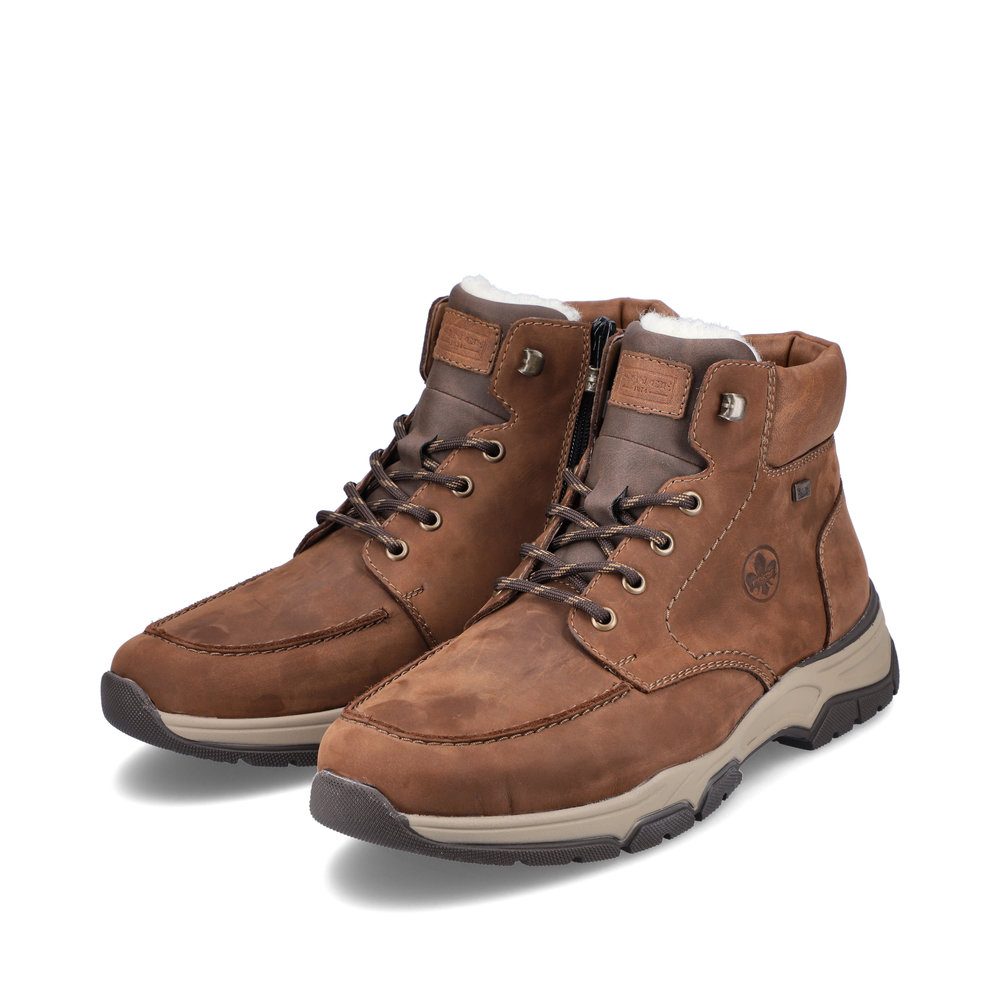 Коричневые ботинки из комбинированных материалов на подкладке из шерсти Rieker, цвет коричневый - фото 9