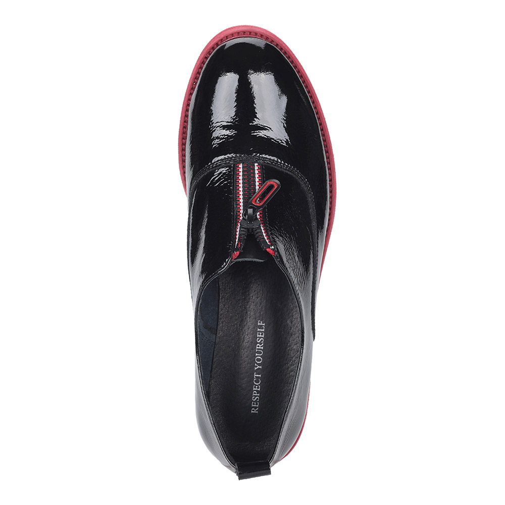 Лакированные полуботинки без шнуровки на красной подошве от Respect-shoes