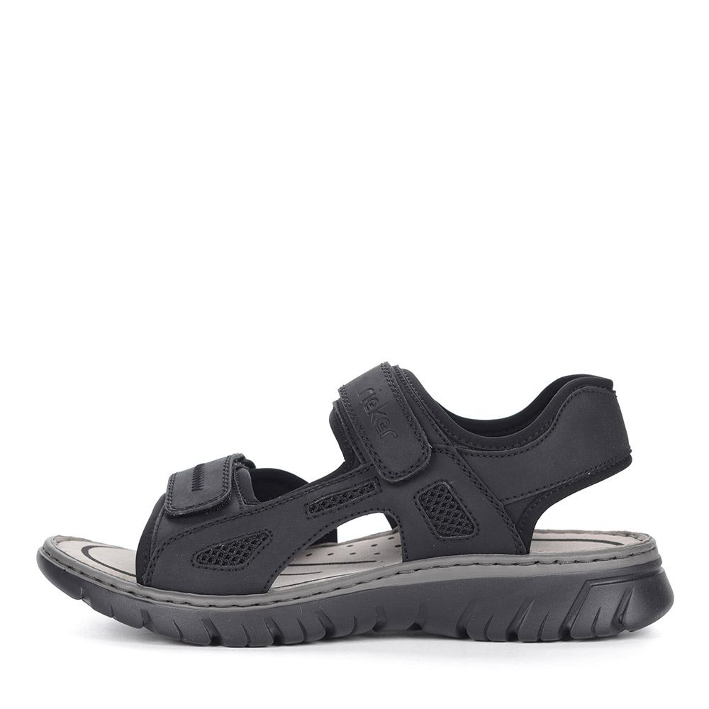 фото Черные сандалии из комбинированных материалов rieker