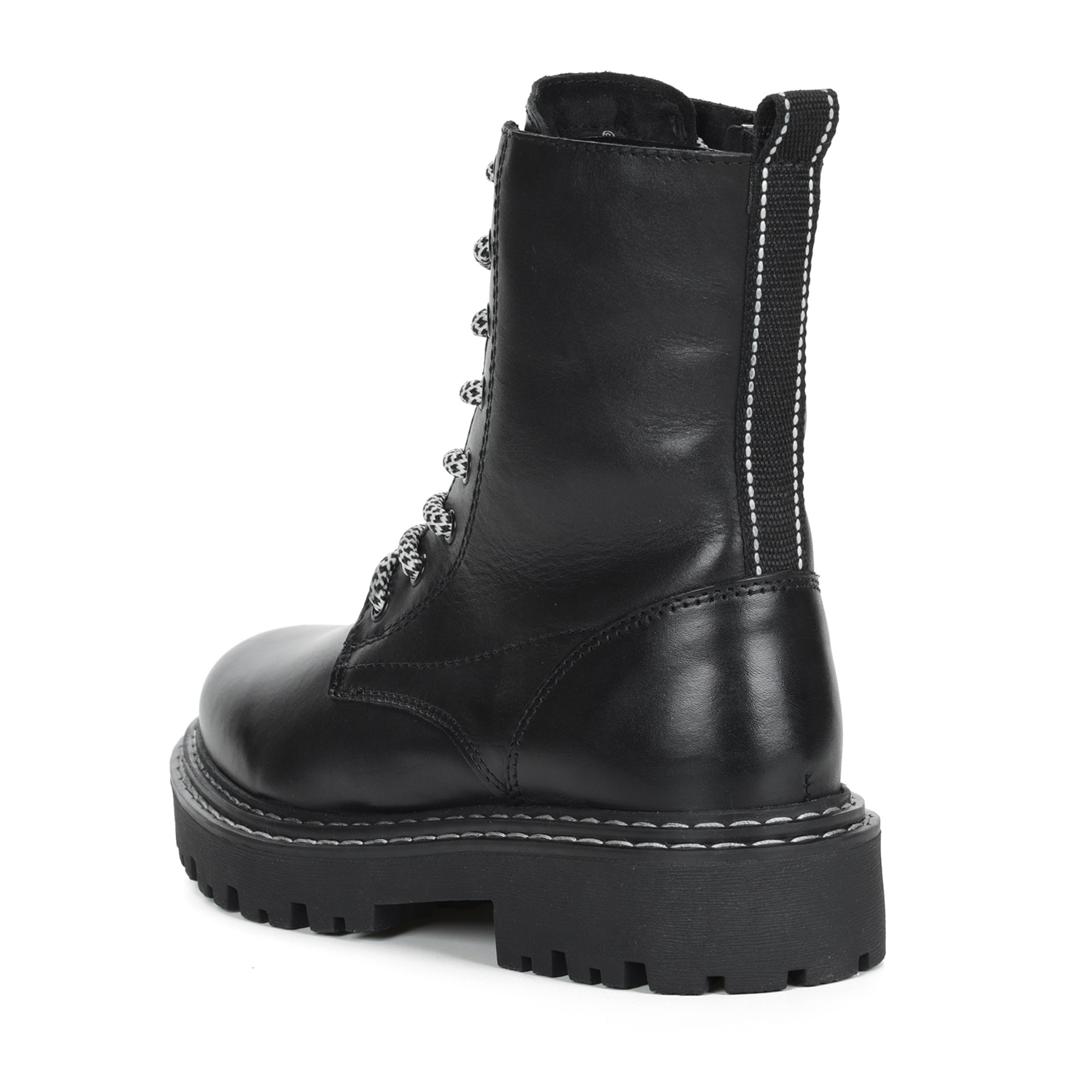 Черные ботинки на шнурках из кожи на подкладке из натуральной шерсти на тракторной подошве MARCO TOZZI PREMIO, размер 37, цвет черный - фото 5