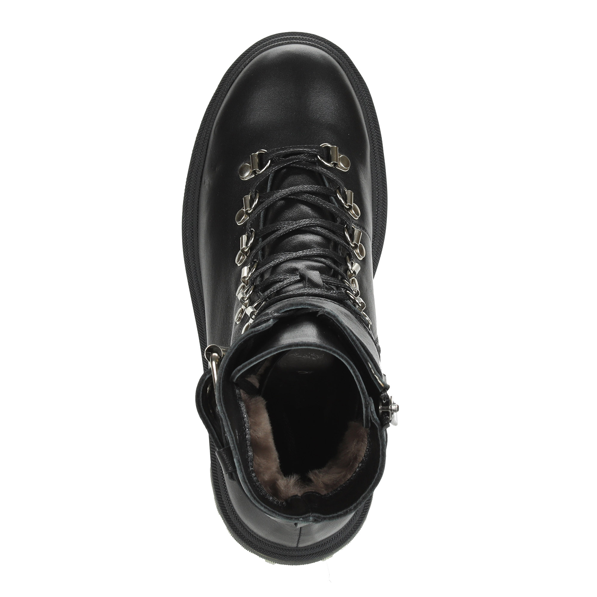 фото Черные ботинки из кожи на подкладке из натурального меха corsocomo