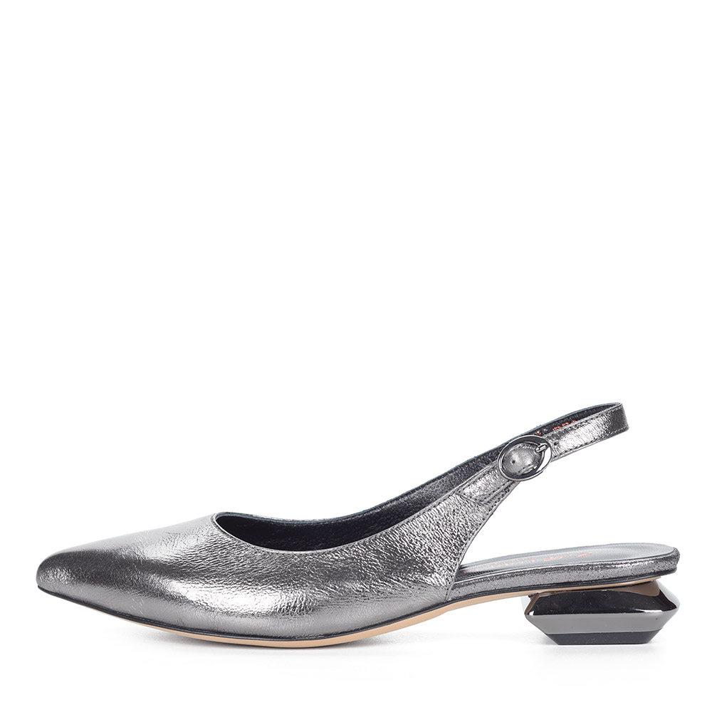фото Серебряные открытые туфли из кожи dakkem