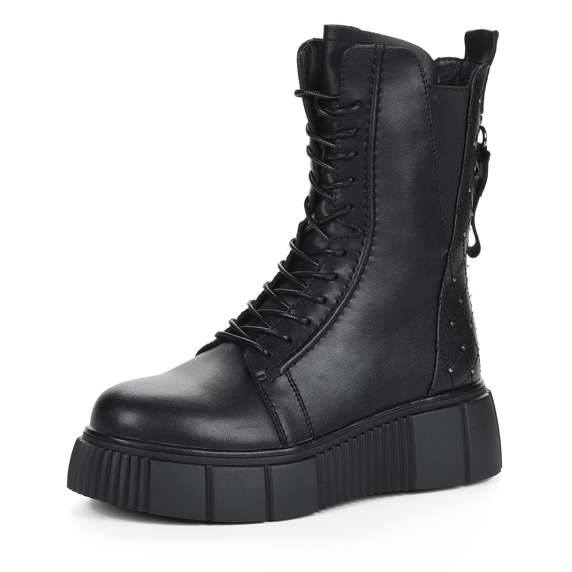 Черные спортивные ботинки на шнуровке из кожи на подкладке из натуральной шерсти Respect, размер 38, цвет черный - фото 3