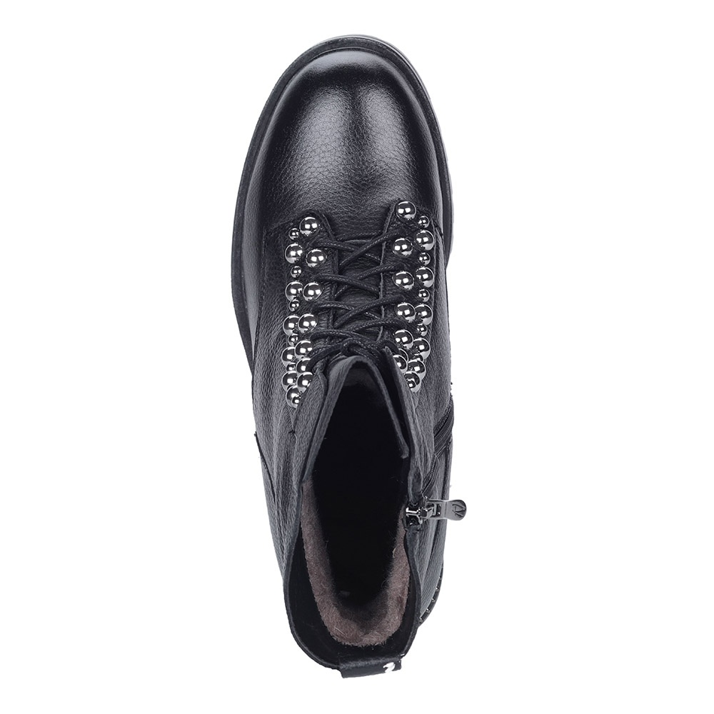 Черные кожаные ботинки на шнуровке Respect, размер 36, цвет черный - фото 4