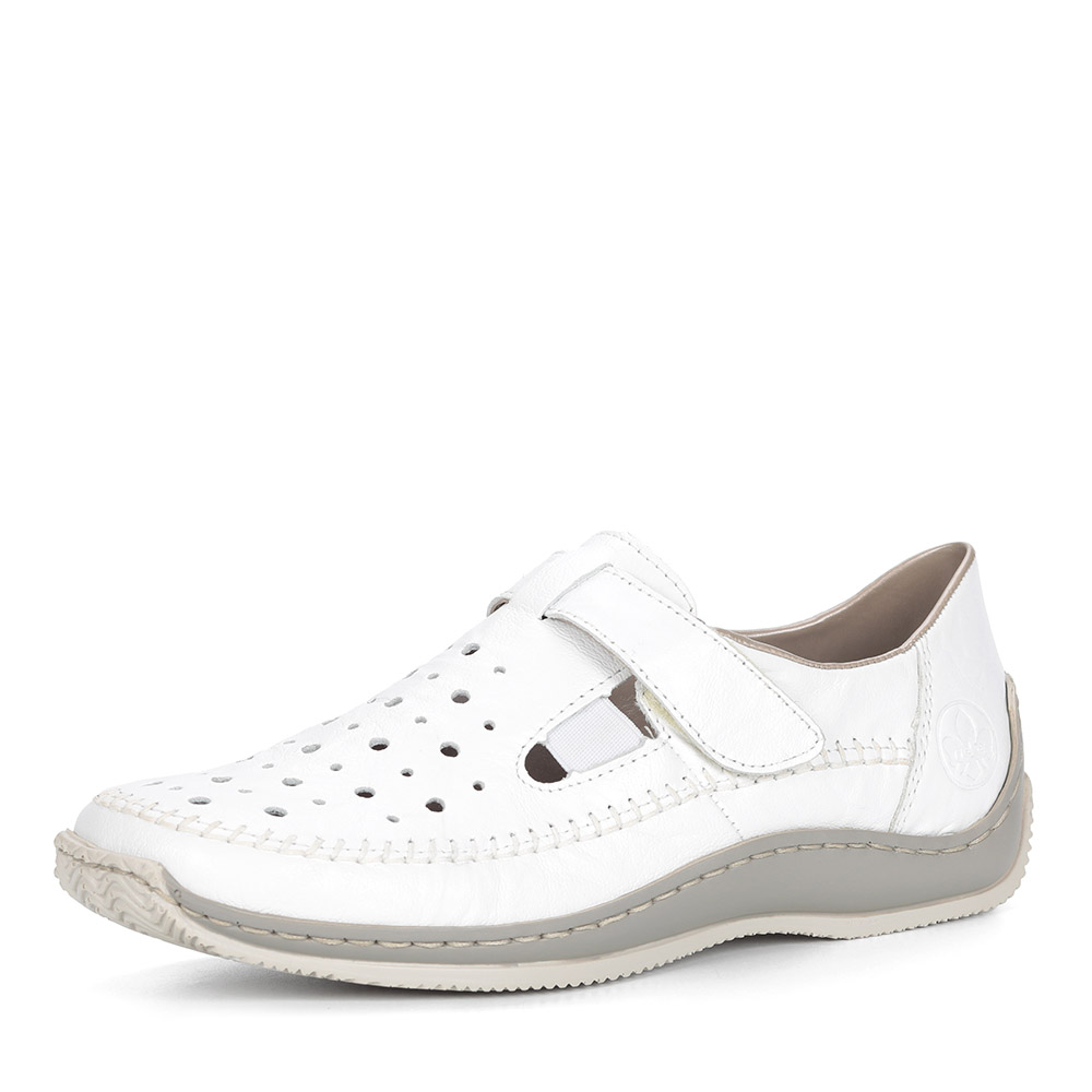 фото Белые туфли из комбинированных материалов rieker