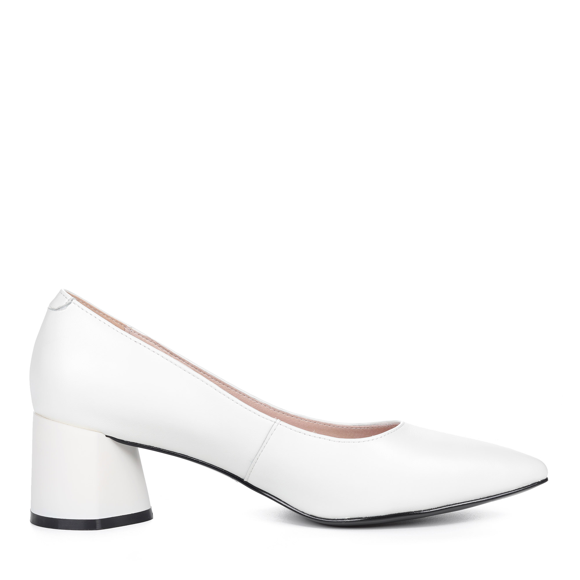 Белые туфли из кожи на устойчивом каблуке от Respect-shoes