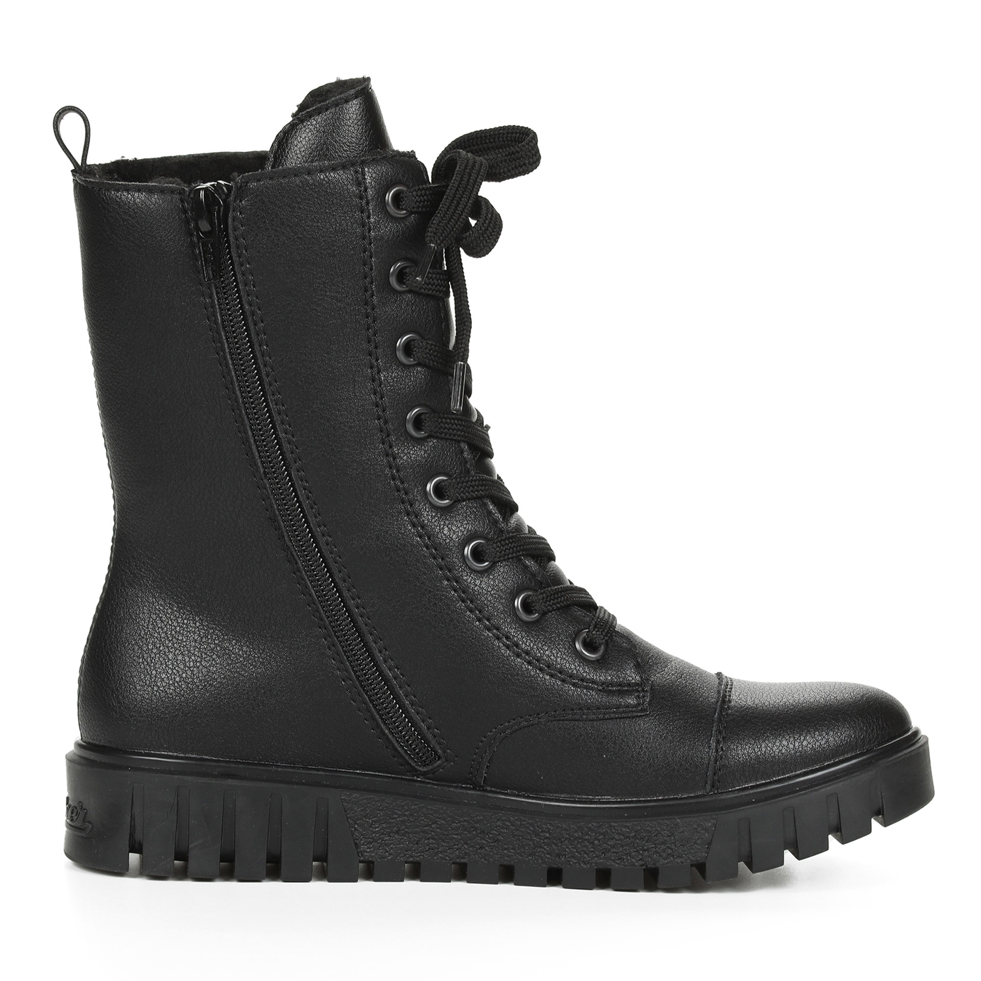 Черные ботинки на шнуровке из натуральной кожи на утолщенной подошве Rieker, размер 38, цвет черный - фото 4