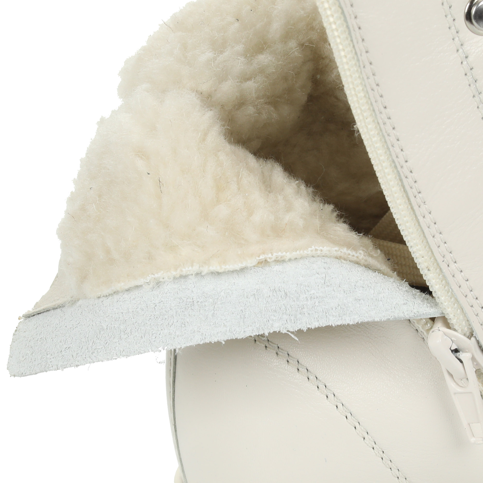 Белые ботинки из кожи на шнуровке на подкладке из натуральной шерсти на тракторной подошве RIVERI, размер 39, цвет белый - фото 5