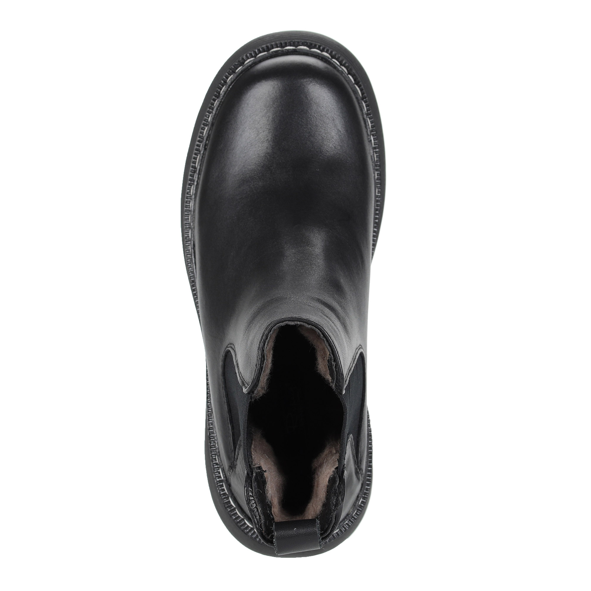 фото Черные ботинки челси из кожи на подкладке из натуральной шерсти на утолщенной подошве respect
