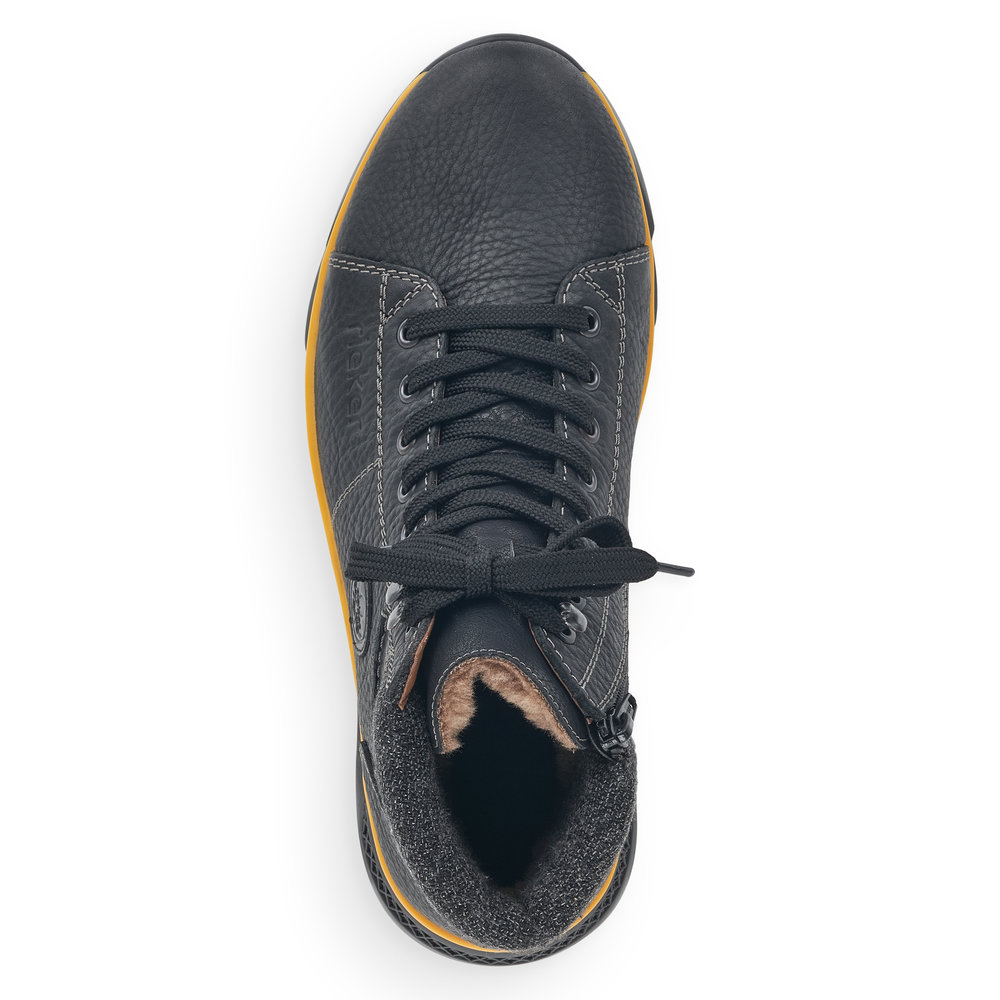 Черные кроссовки из комбинированых материалов на подкладке из шерсти  на рифленой подошве Rieker, размер 44, цвет черный - фото 4