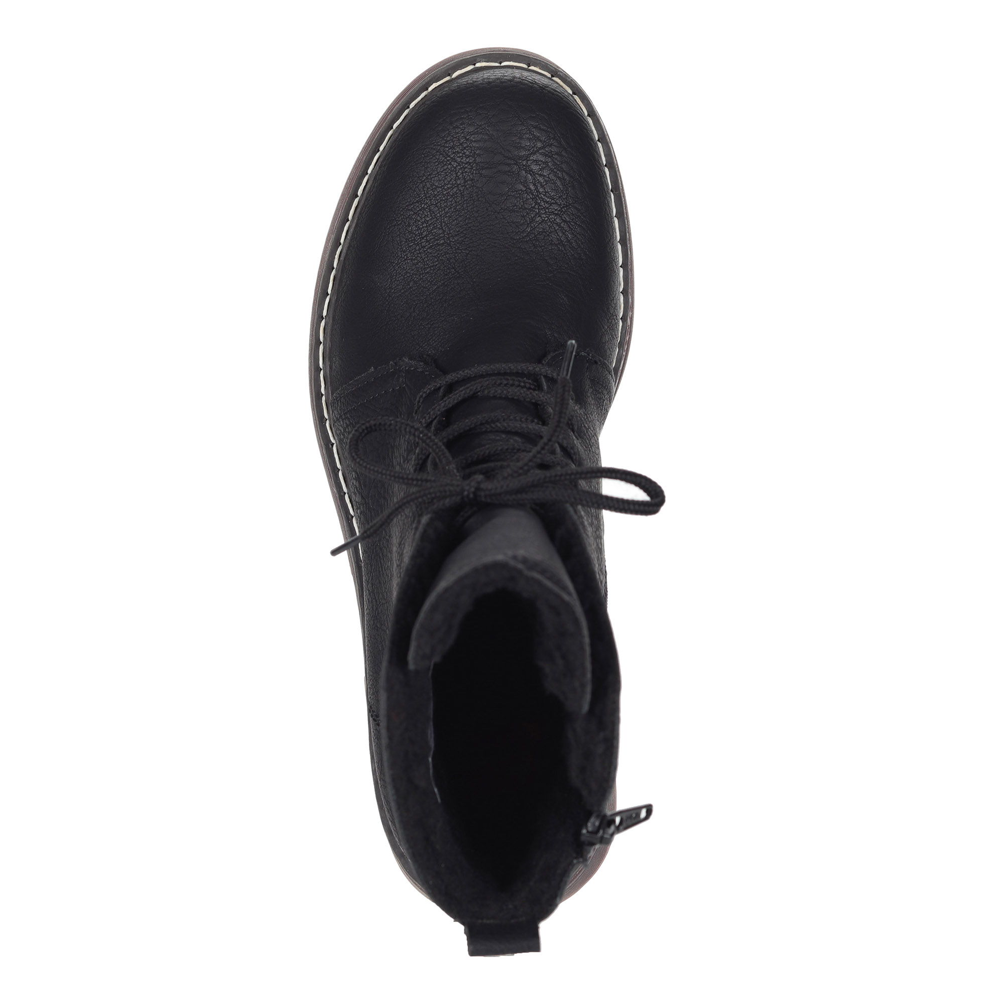 Черные ботинки из экокожи на подкладке из искусственной шерсти утолщенной подошве Rieker, размер 38, цвет черный - фото 6