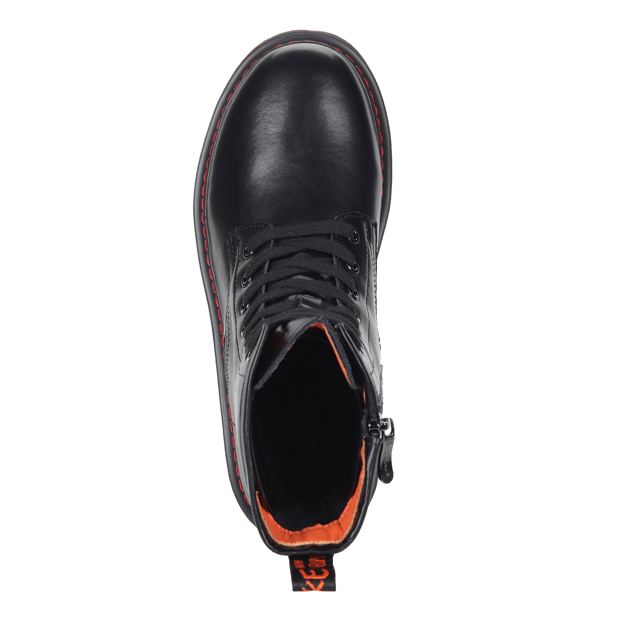 фото Черные ботинки из кожи на подкладке из натуральной шерсти на красной подошве respect