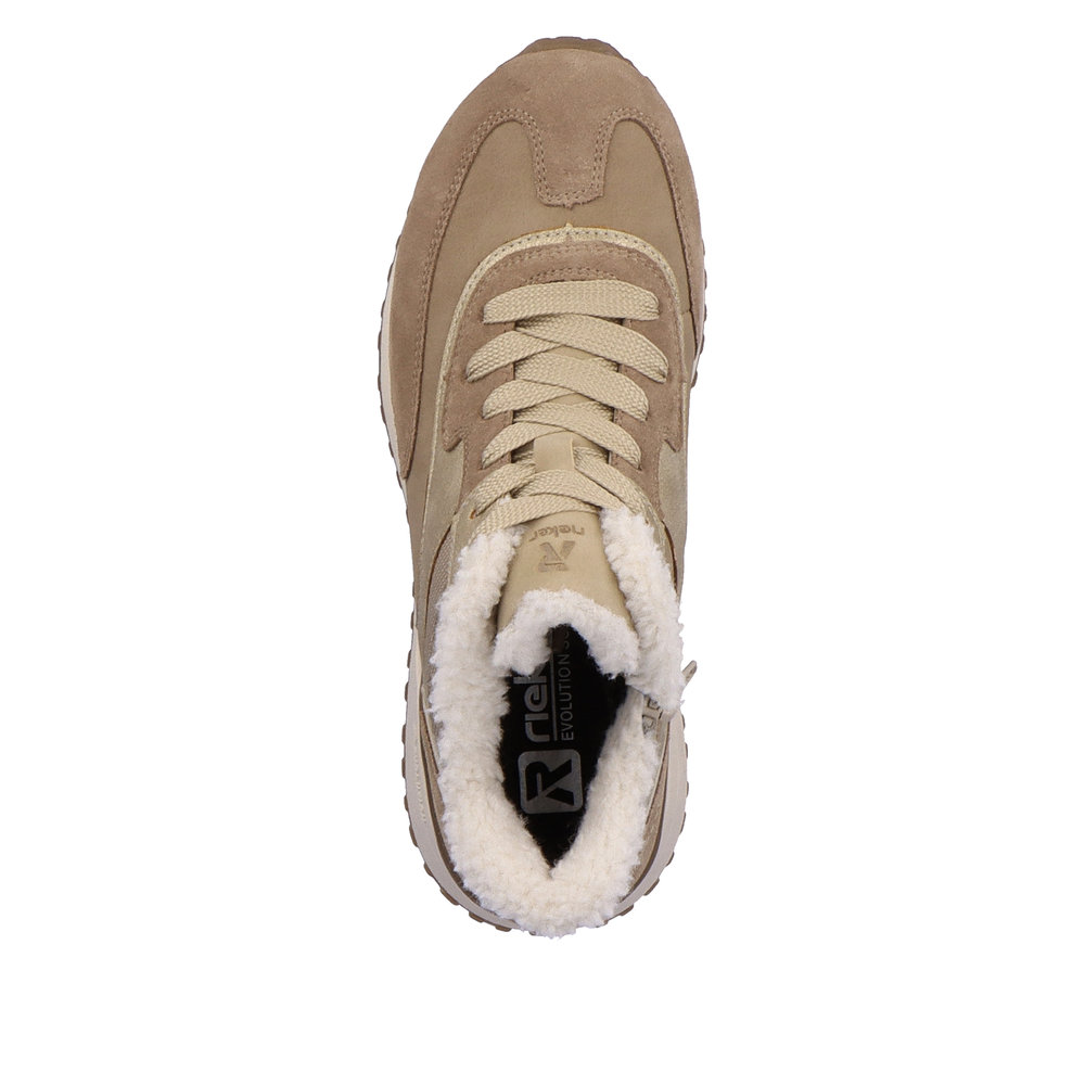 Бежевые утепленные кроссовки из кожи и экокожи Rieker Evolution, цвет бежевый - фото 6