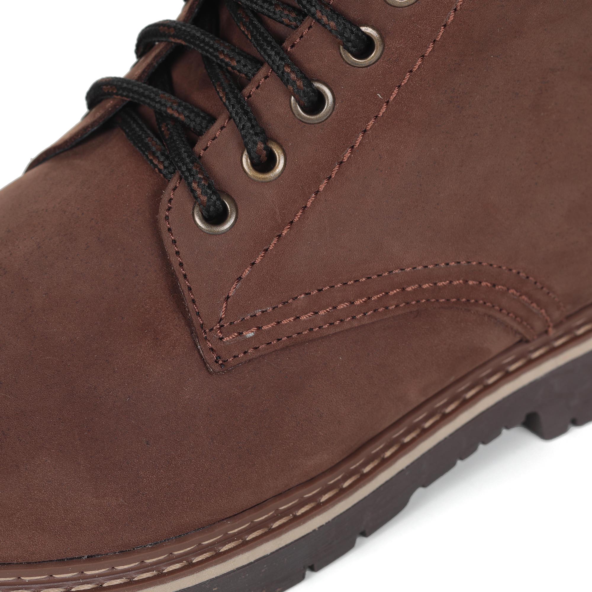 Коричневые ботинки из кожи на подкладке из натурального меха на утолщенной подошве Respect, цвет коричневый - фото 5
