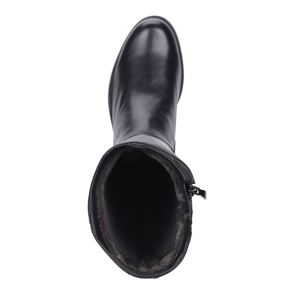 Черные сапоги из кожи с ремешком от Respect-shoes