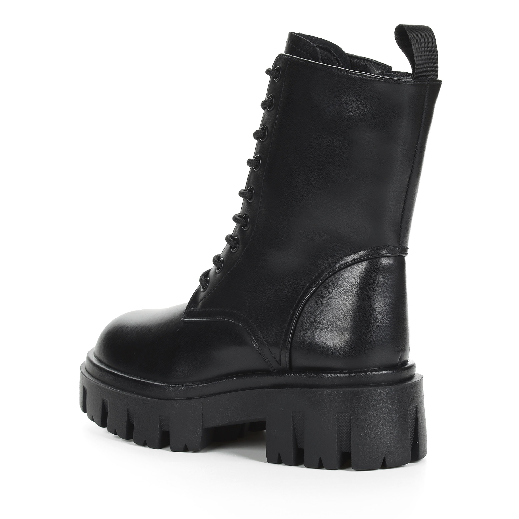 Черные высокие ботинки из кожи на подкладке из натуральной шерсти на тракторной подошве Respect, размер 37, цвет черный - фото 5