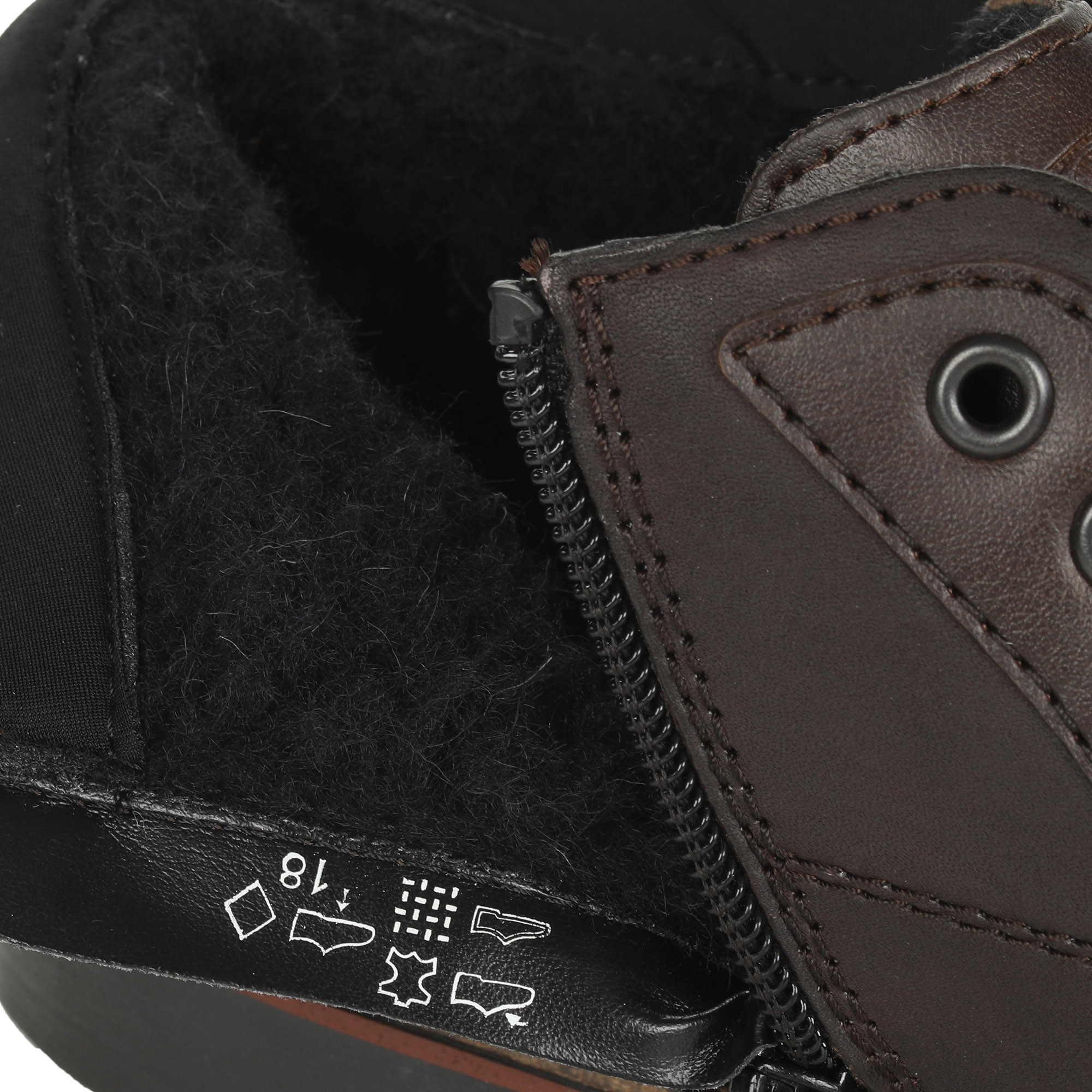 фото Коричневые ботинки из натуральной кожи на шерстяном подкладе rieker