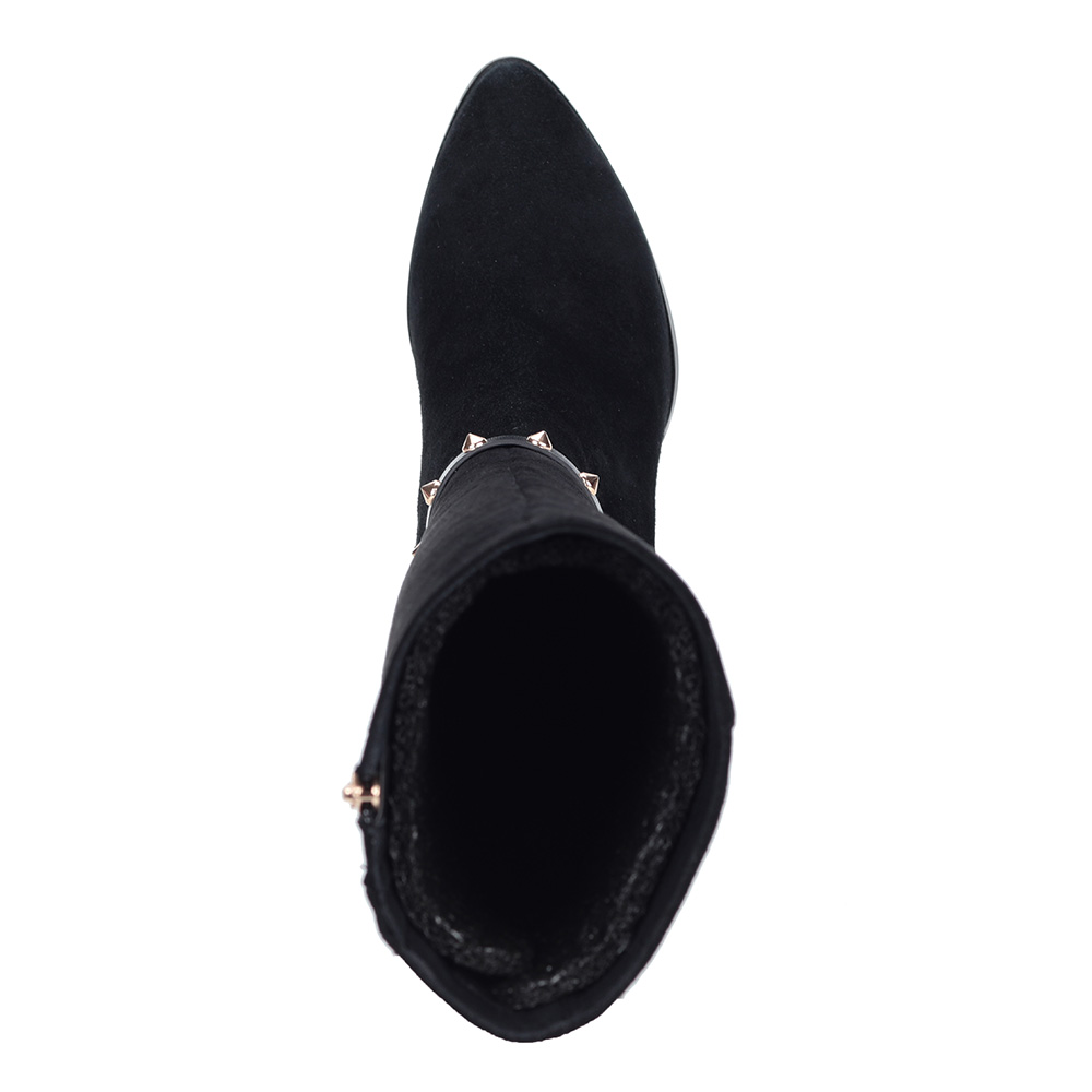 Черные сапоги из велюра с цепочкой от Respect-shoes