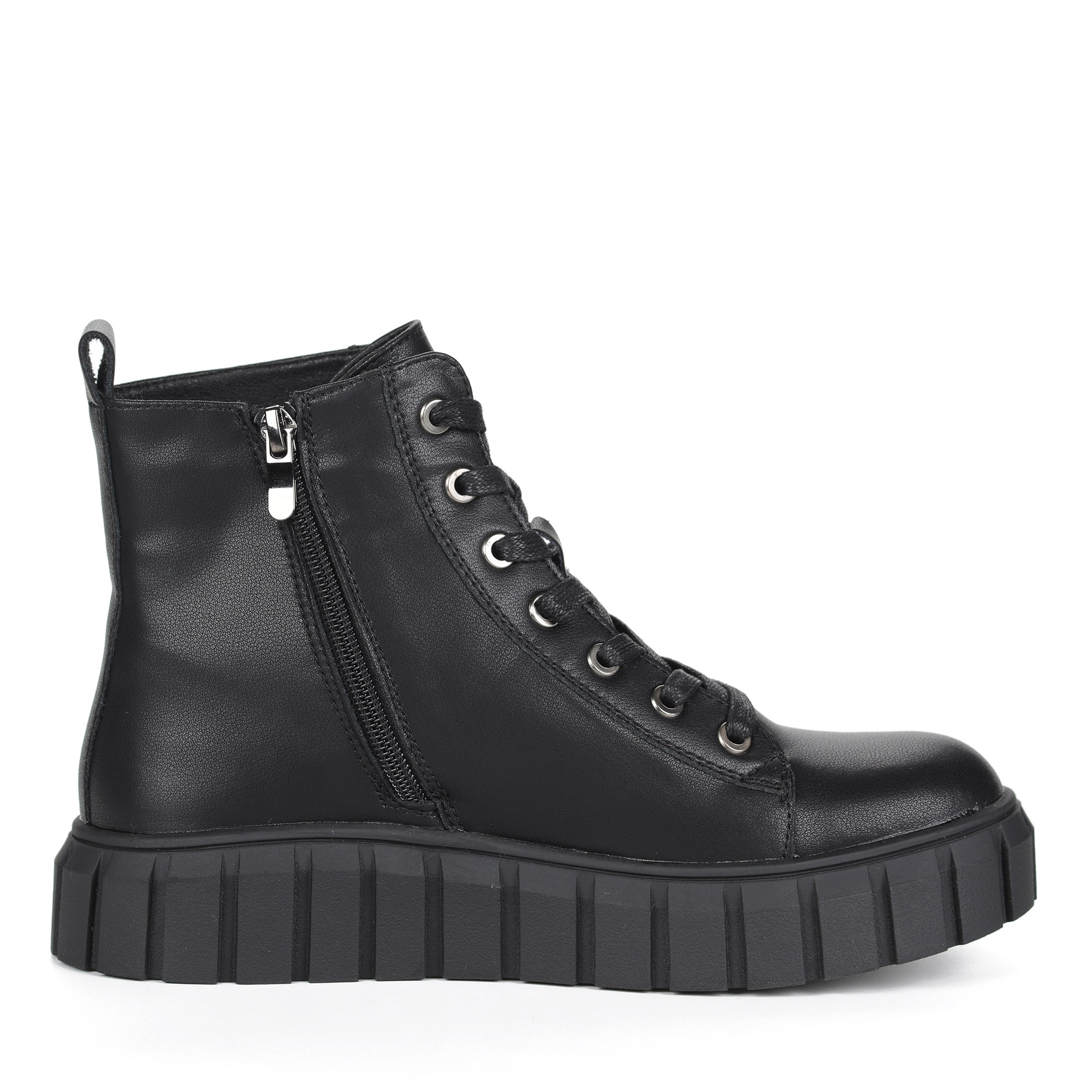 Черные ботинки из кожи на подкладке из натуральной шерсти на утолщенной рифленной подошве Respect, размер 39, цвет черный - фото 3
