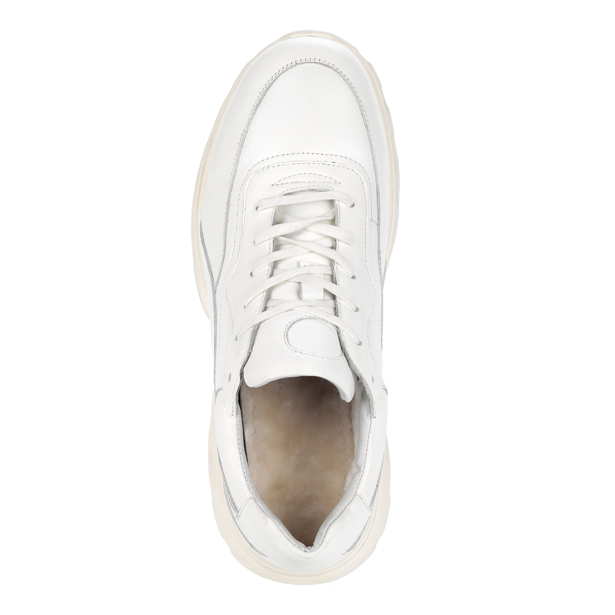 Белые кроссовки из кожи на утолщенной подошве от Respect-shoes