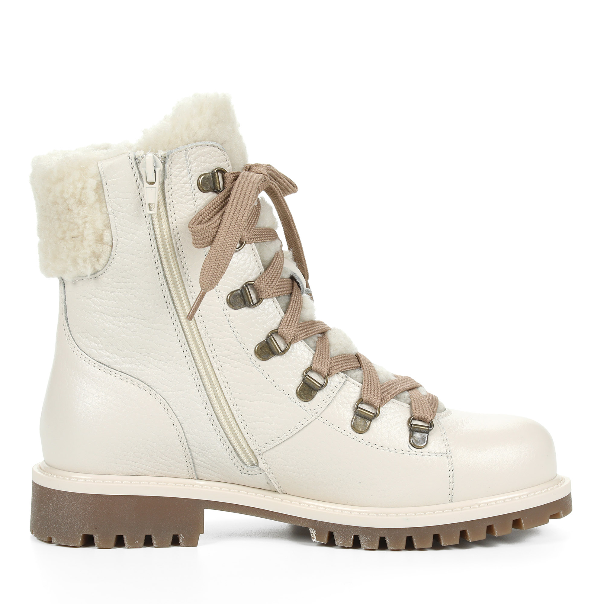 Белые ботинки из кожи на шнуровке на подкладке из натуральной шерсти на рифленой подошве RIVERI, размер 41, цвет белый - фото 4