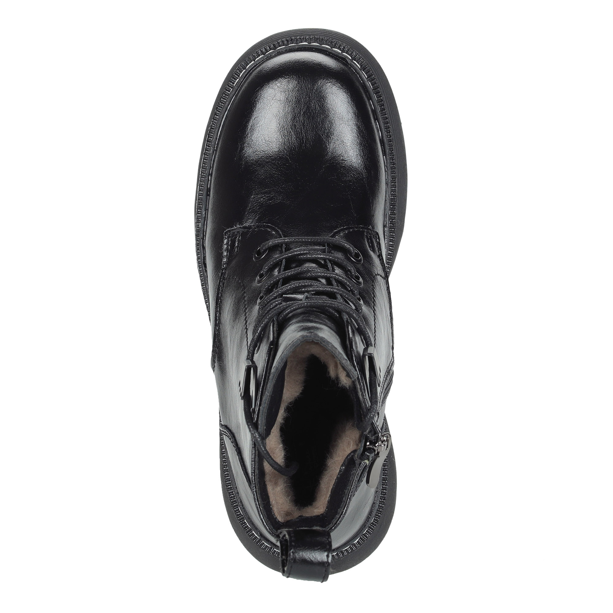 фото Черные ботинки из кожи на подкладке из натуральной шерсти на утолщенной подошве respect