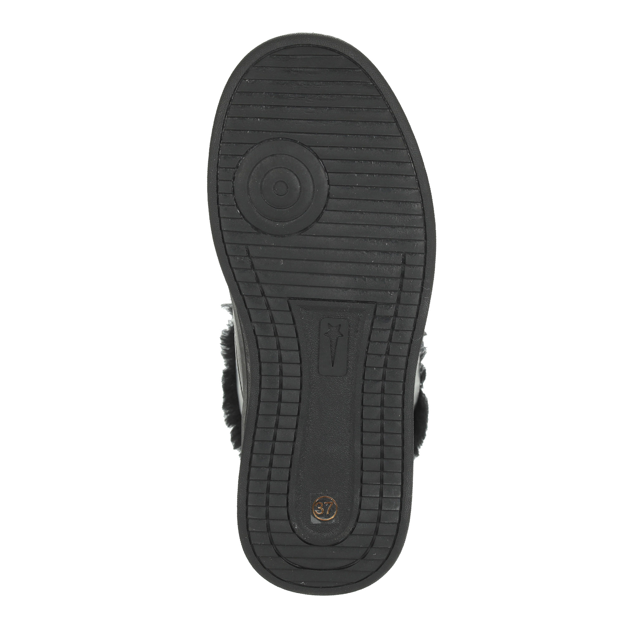 Черные высокие кроссовки из комбинированных материалов смеховой опушкой на подкладке из натуральной шерсти на утолщенной платформе Respect, размер 40, цвет черный - фото 8