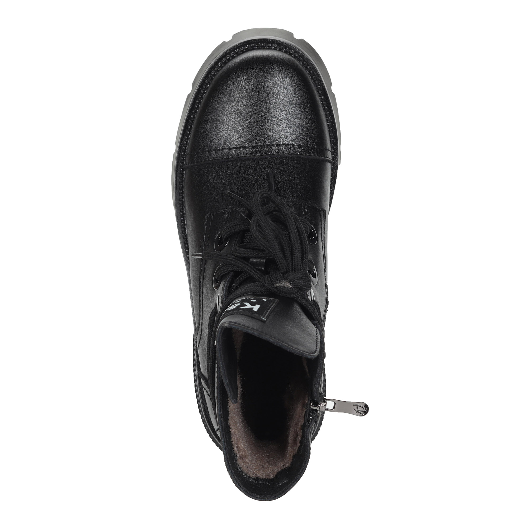 Черные ботинки из кожи на подкладке из натуральной шерсти на шнурках и тракторной подошве Respect, размер 39, цвет черный - фото 6