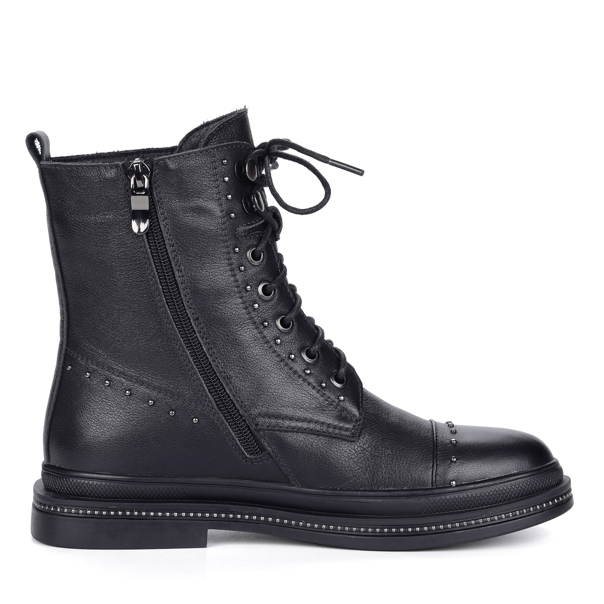 Черные ботинки из кожи на утолщенной подошве Respect, размер 41, цвет черный - фото 3