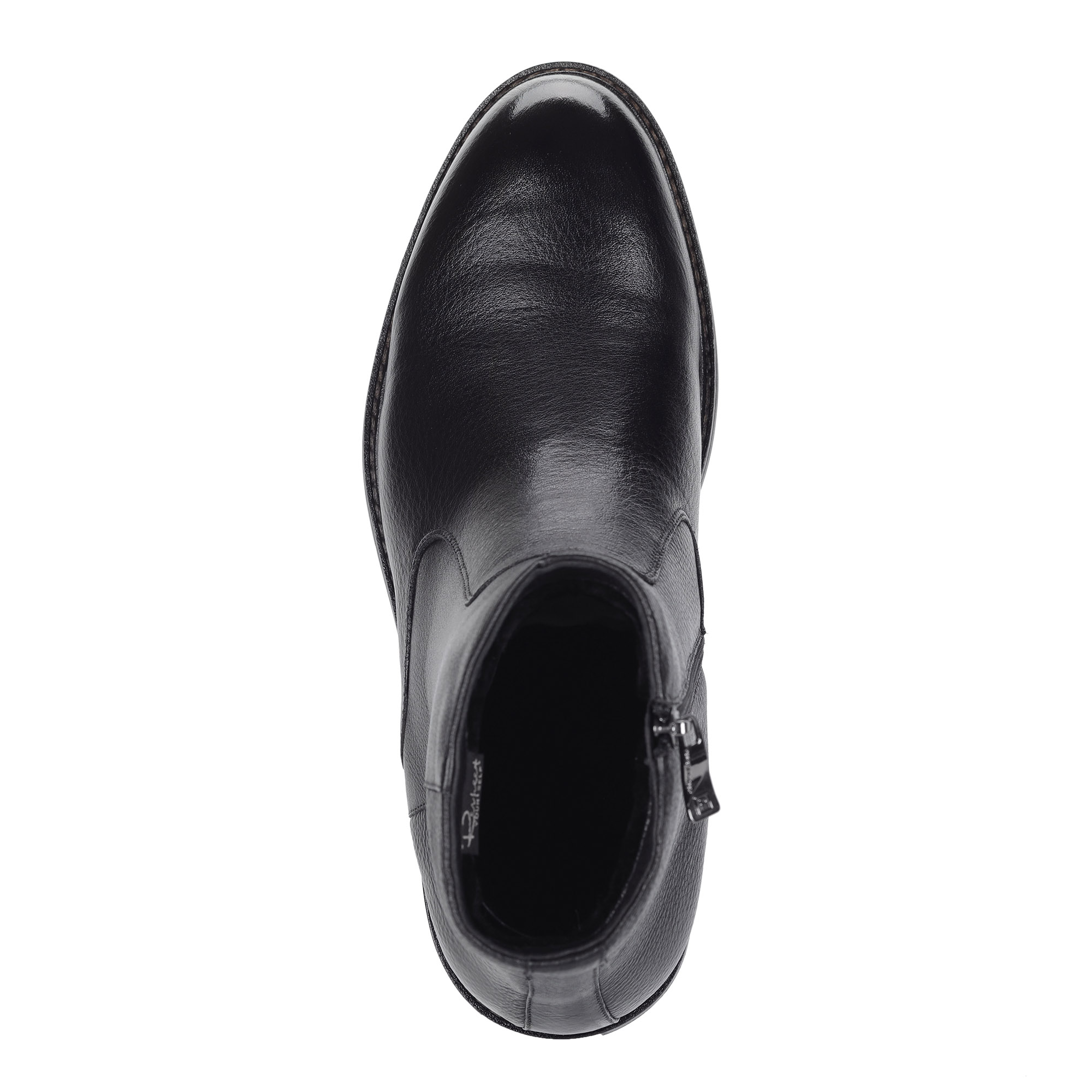 фото Черные ботинки на молнии из кожи на подкладке из натурального меха respect