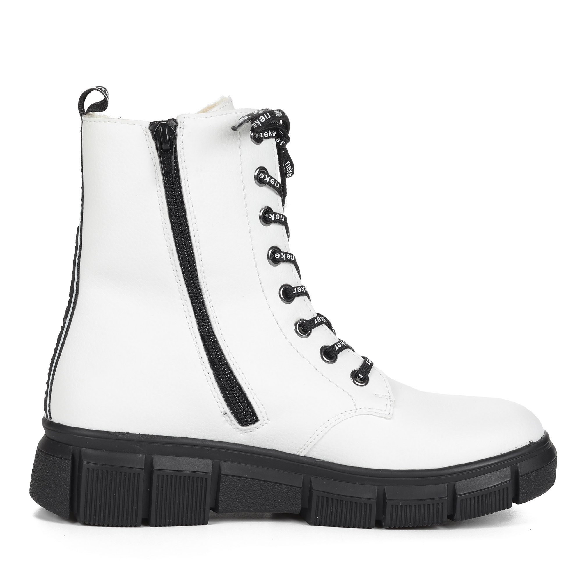 Белые ботинки из экокожи на подкладке из натуральной шерсти на утолщенной подошве Rieker, размер 36, цвет белый - фото 3