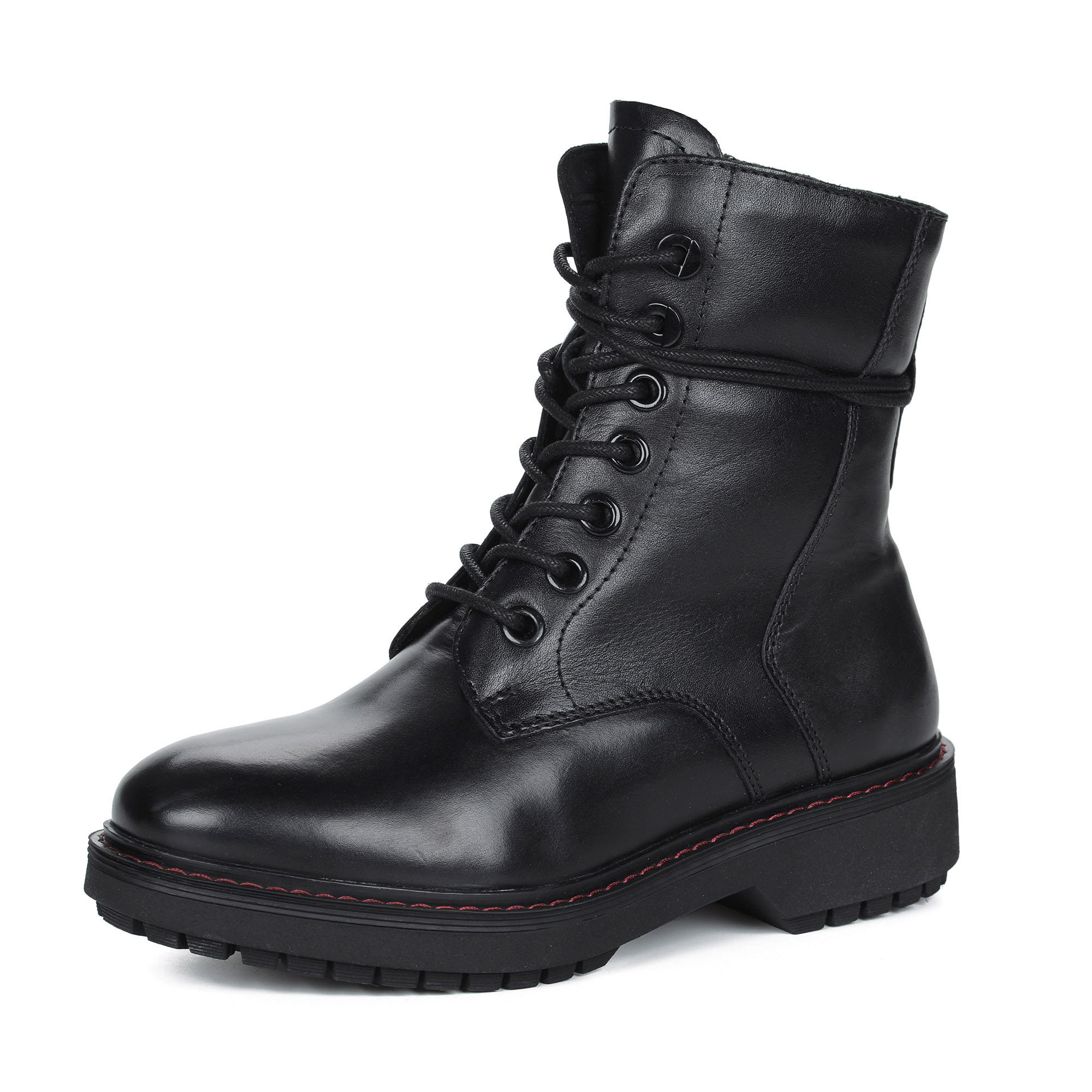 Черные ботинки на шнурках из кожи на подкладке из натуральной шерсти MARCO TOZZI PREMIO черного цвета