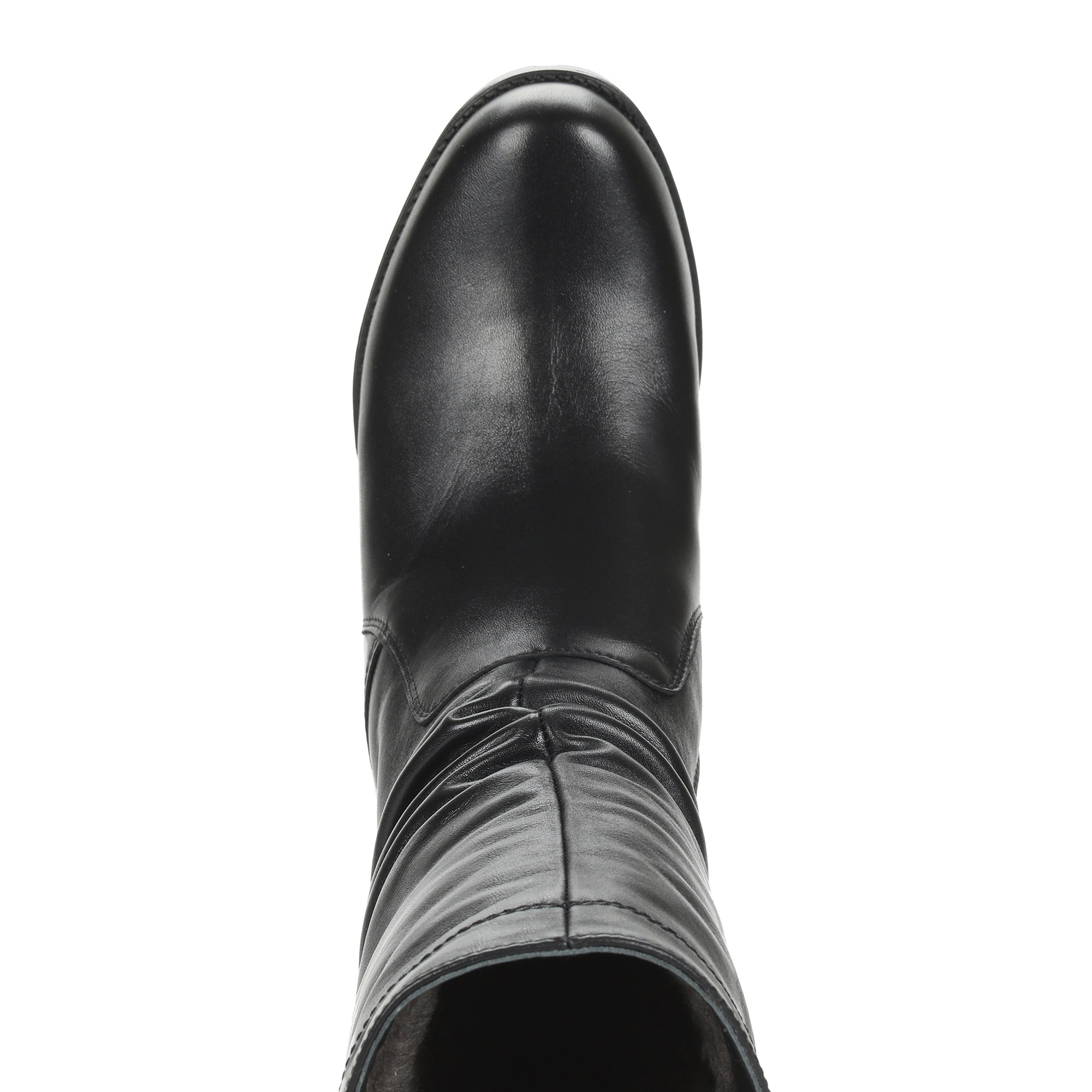Черные сапоги с присборенным голенищем из кожи на подкладке из натуральной шерсти на квадратном каблуке Respect, размер 38, цвет черный - фото 7