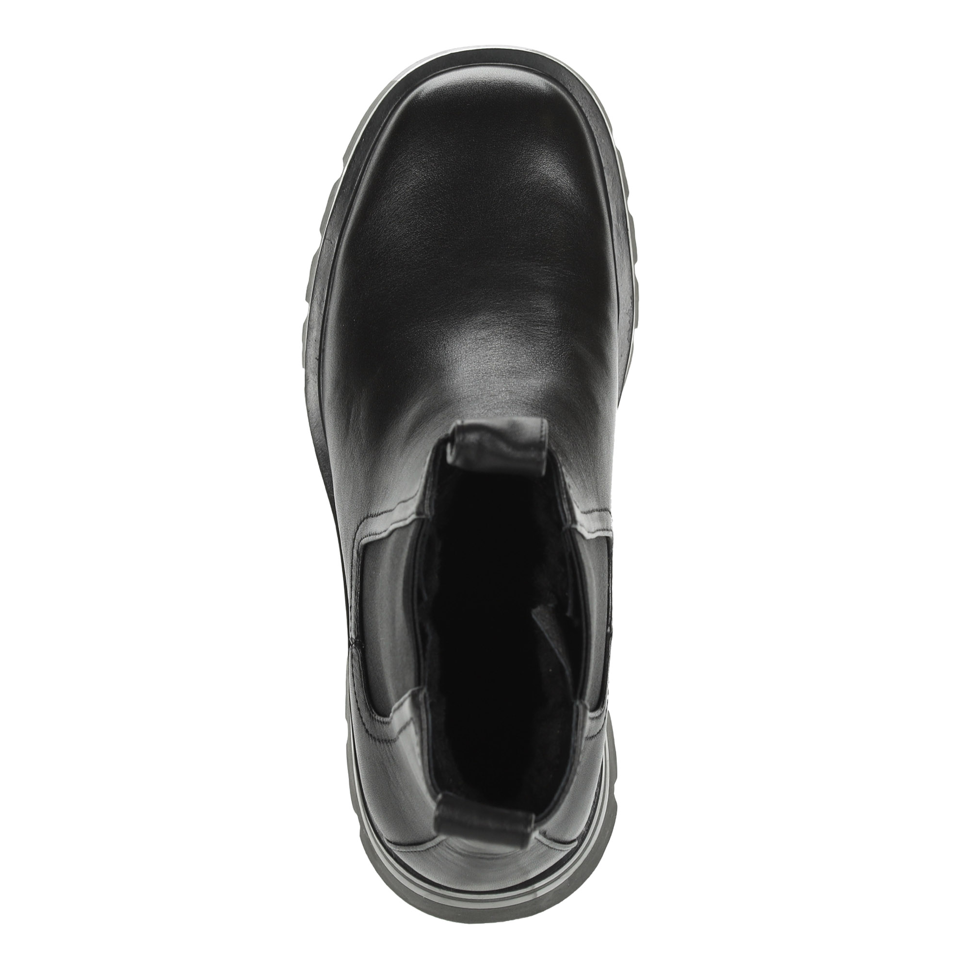 Черные ботинки челси из кожи на подкладке из натуральной шерсти на тракторной подошве с квадратным каблуком CorsoComo, цвет черный - фото 7