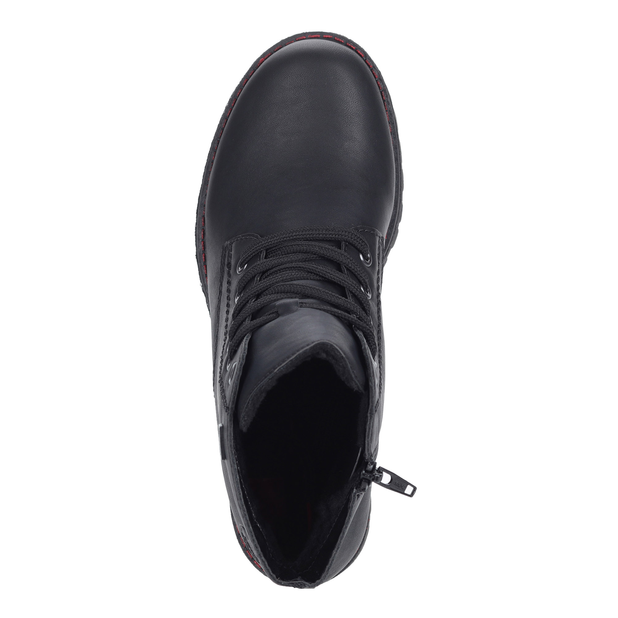 Черные ботинки из экокожи на рифленой подошве Rieker, размер 38, цвет черный - фото 4