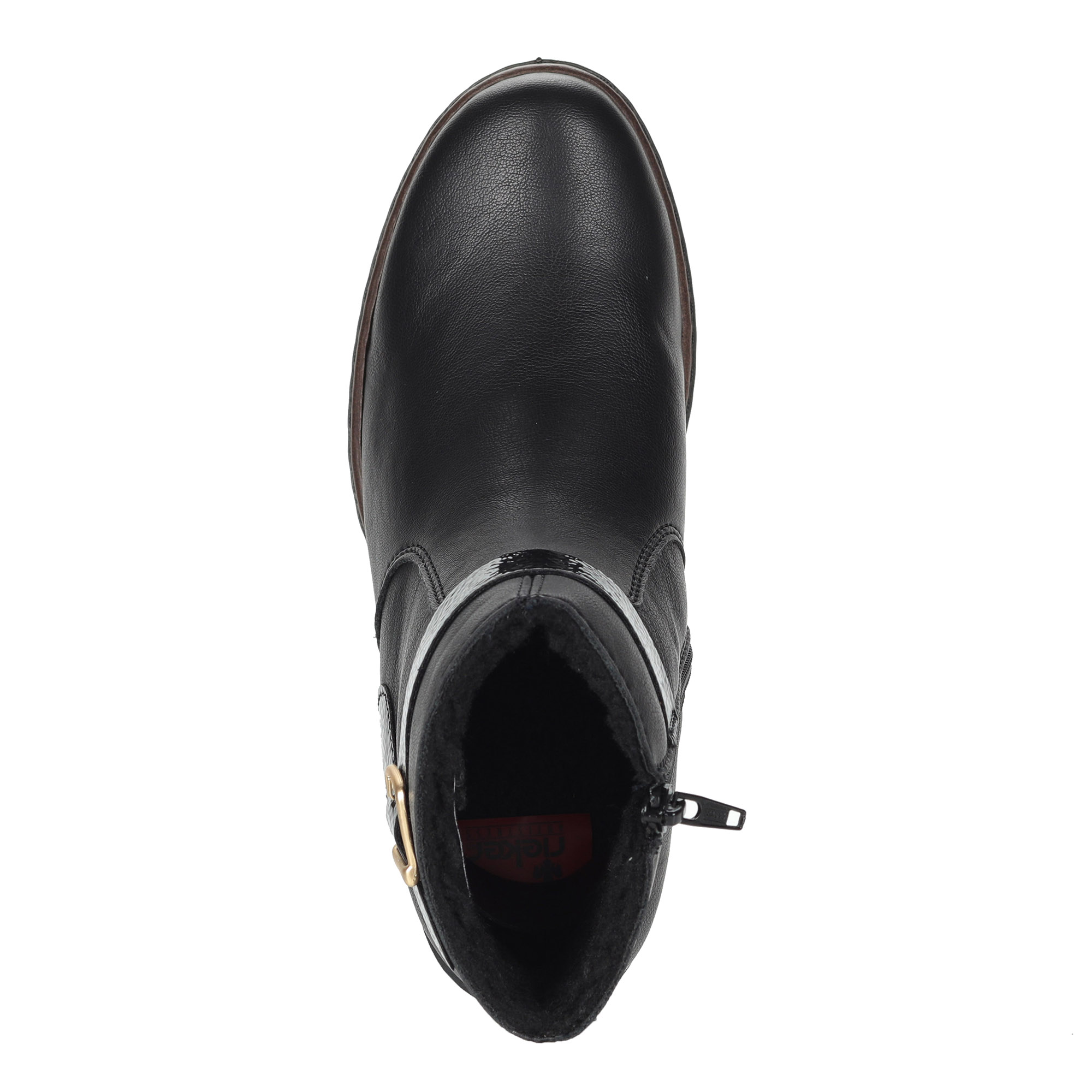 Черные ботинки из экокожи на подкладке из искусственной шерсти на каблуке столбик Rieker, размер 36, цвет черный - фото 6