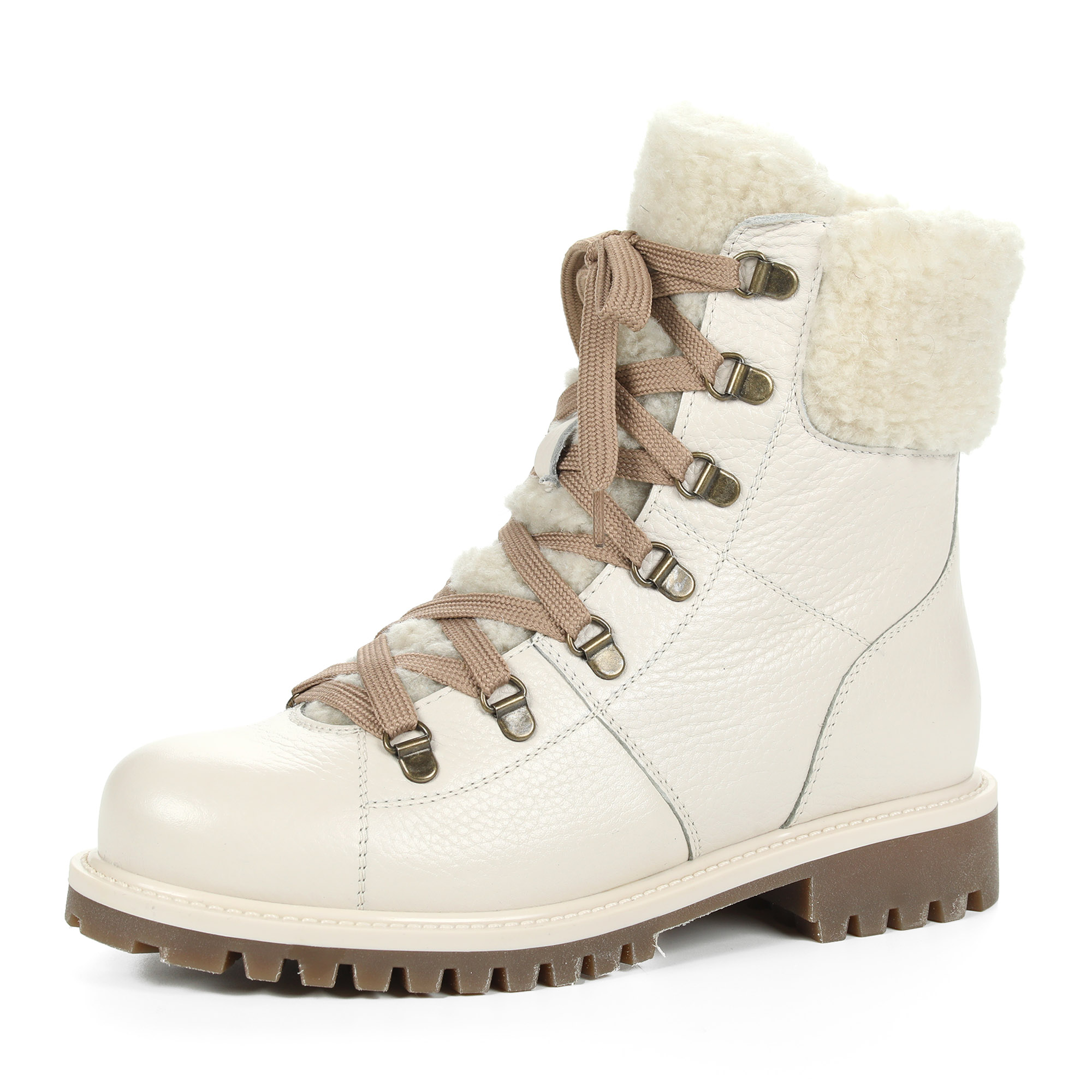 Белые ботинки из кожи на шнуровке на подкладке из натуральной шерсти на рифленой подошве RIVERI, размер 38, цвет белый - фото 3