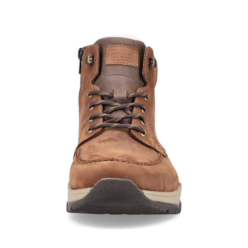 Коричневые ботинки из комбинированных материалов на подкладке из шерсти Rieker, цвет коричневый - фото 6