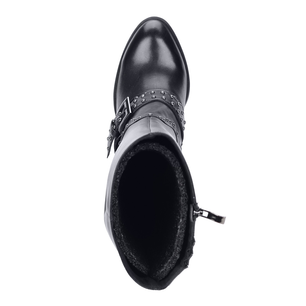 Черные сапоги из кожи с декором от Respect-shoes