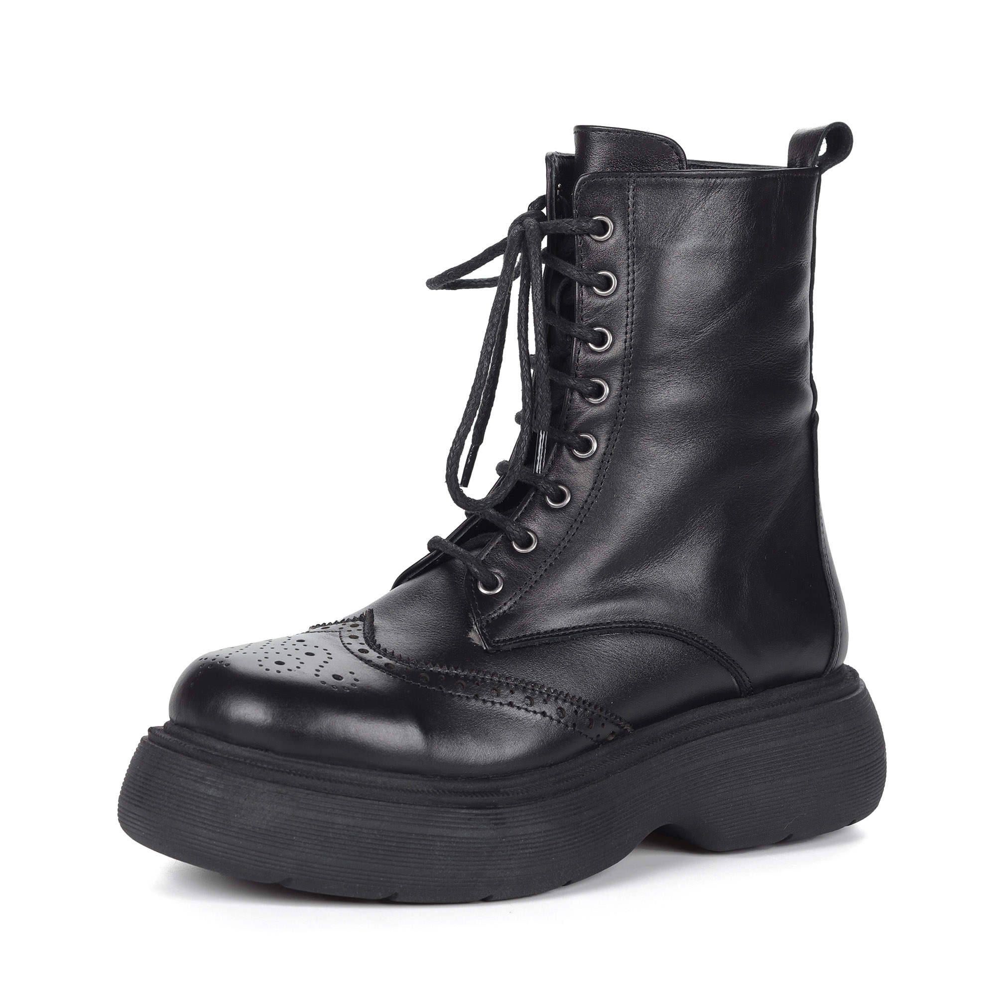 Черные ботинки из кожи на подкладке из натурального меха на утолщенной подошве CorsoComo, размер 38, цвет черный - фото 8
