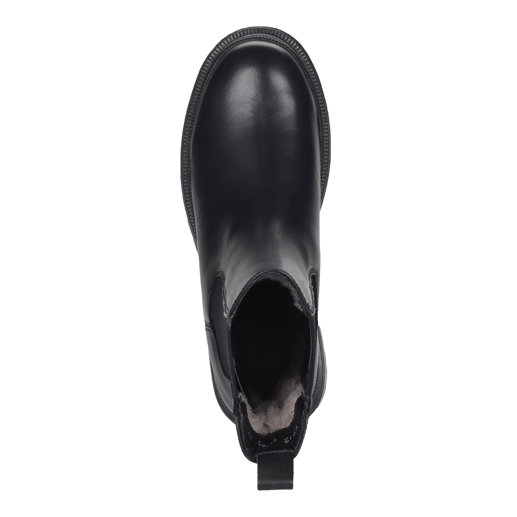 фото Черные ботинки челси из кожи на подкладке из натуральной шерсти на тракторной подошве respect