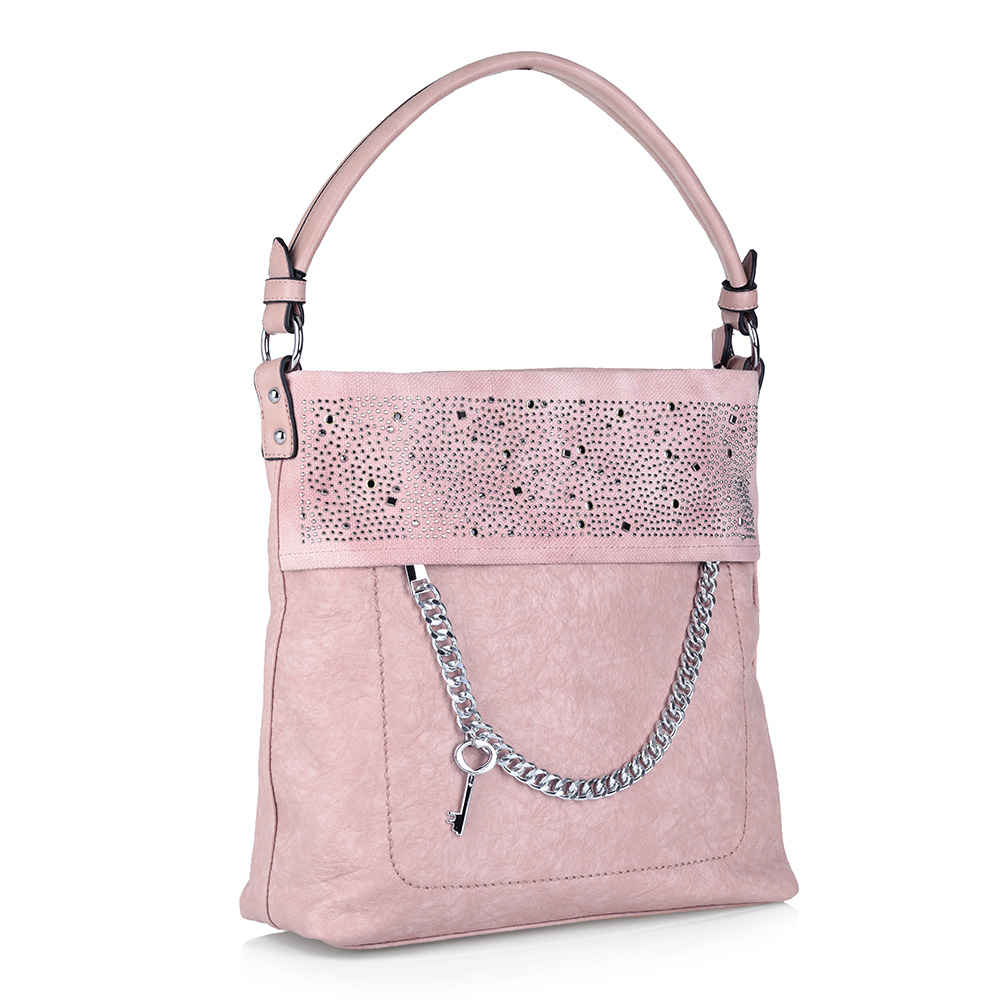 фото Вместительная розовая сумка с декором Angelo vani