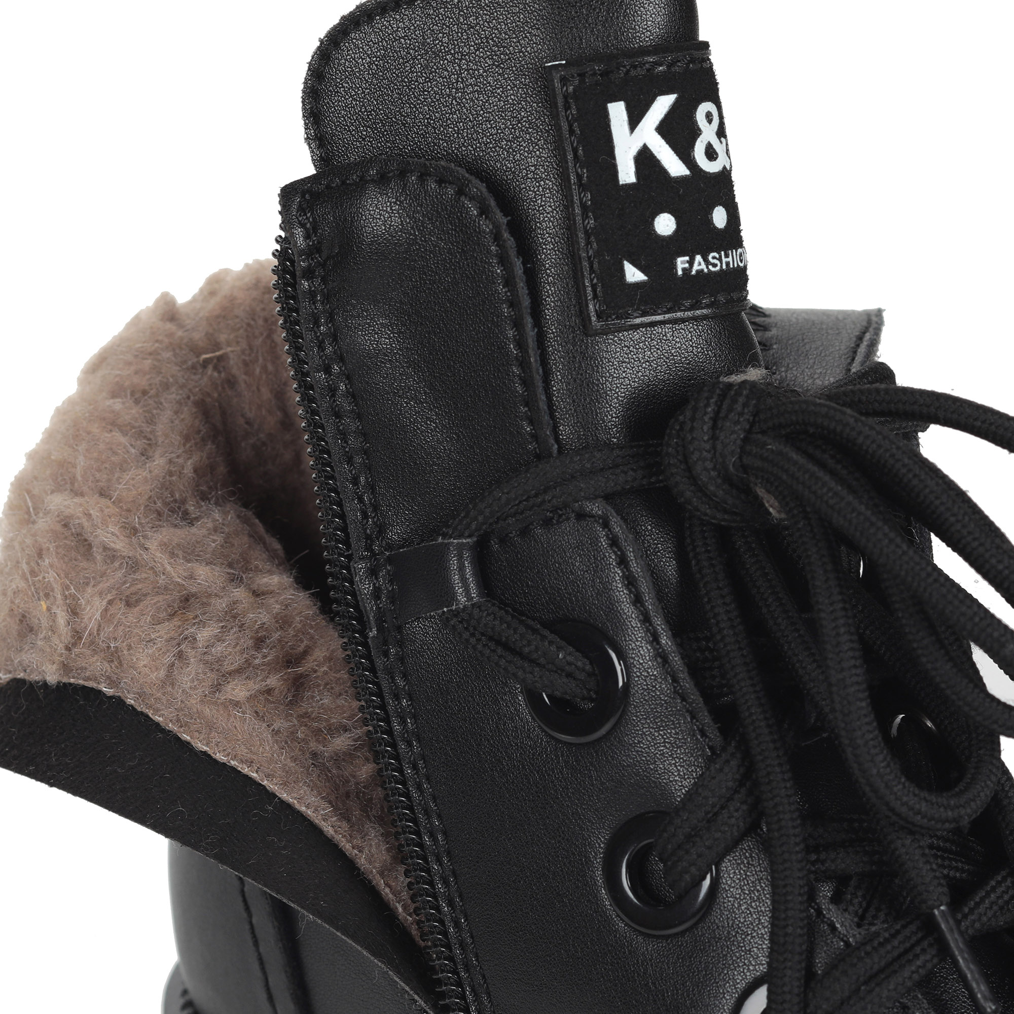 Черные ботинки из кожи на подкладке из натуральной шерсти на шнурках и тракторной подошве Respect, размер 39, цвет черный - фото 5