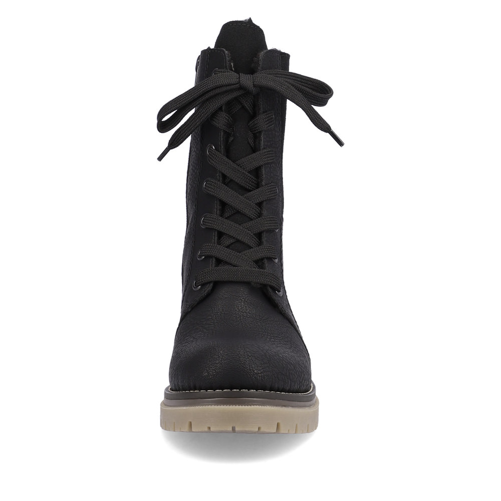 Черные утепленные ботинки из экокожи и текстиля Rieker, цвет черный - фото 7