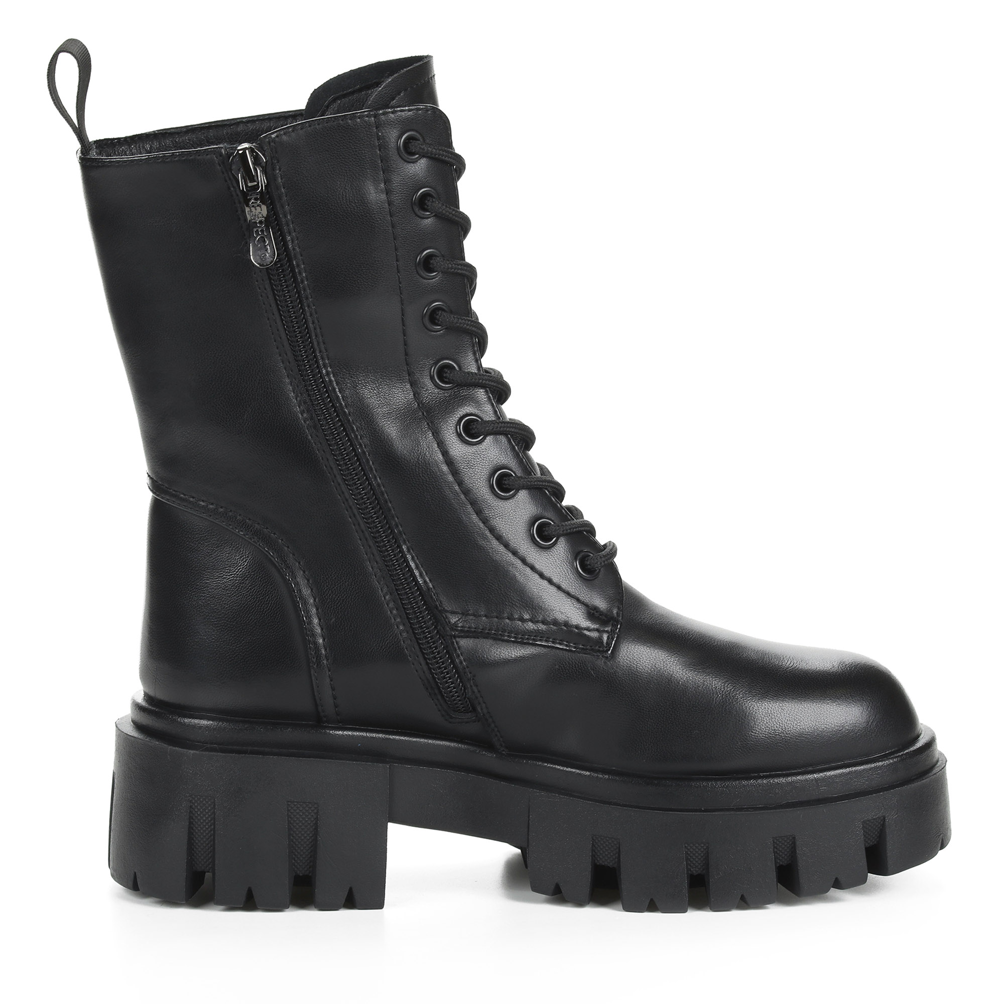 Черные высокие ботинки из кожи на подкладке из натуральной шерсти на тракторной подошве Respect, размер 37, цвет черный - фото 4