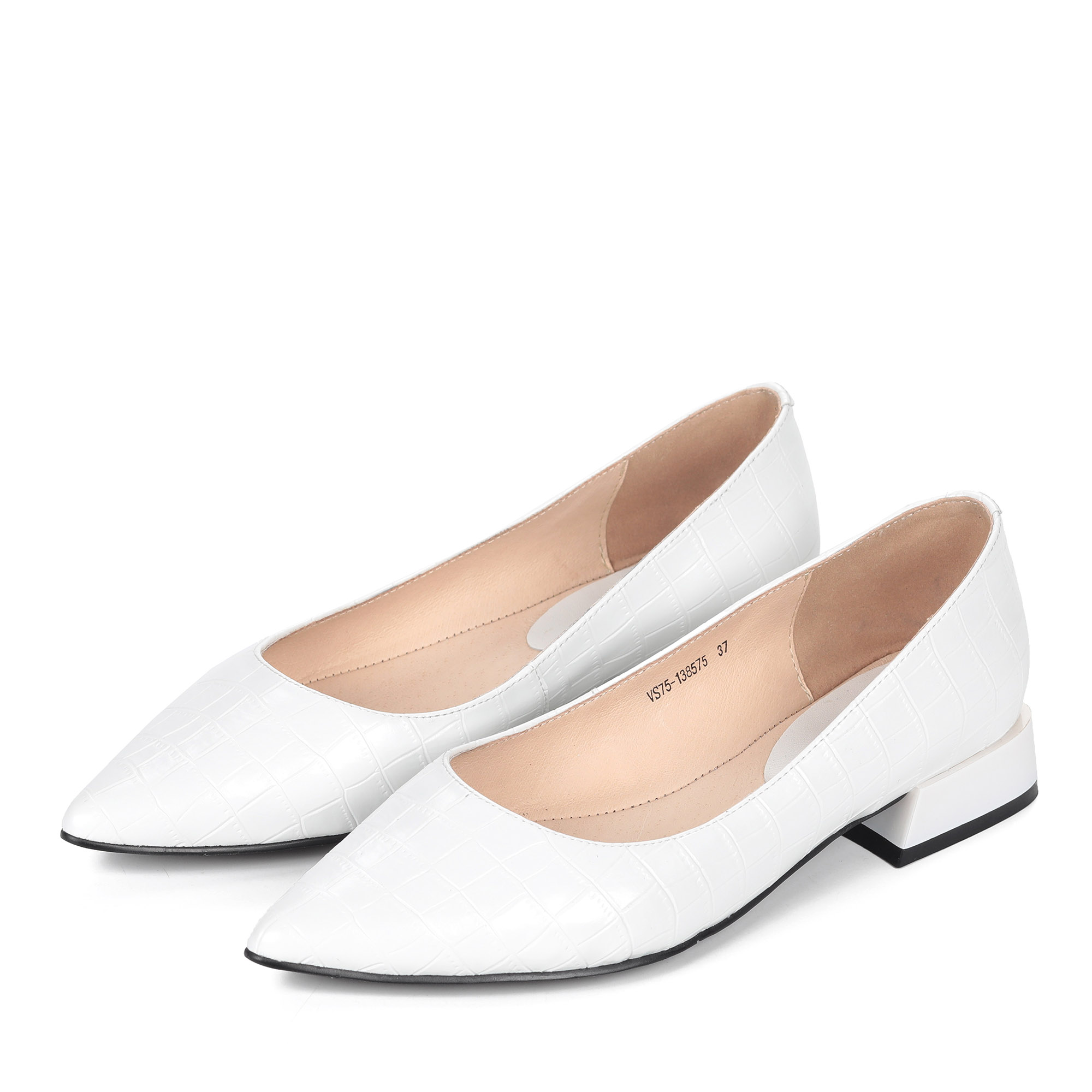 Белые туфли из кожи на небольшом каблуке от Respect-shoes