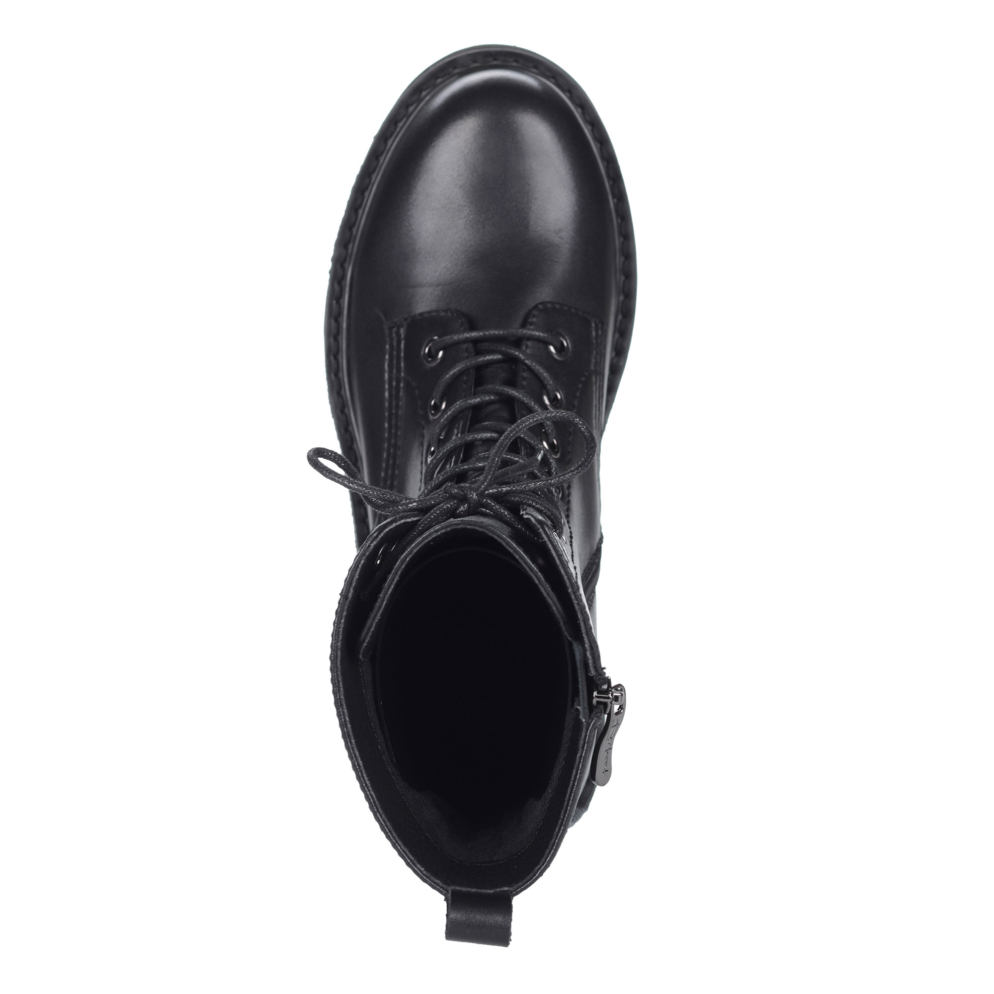 Черные полусапоги из кожи на шнуровке с декором Respect, размер 36, цвет черный - фото 6