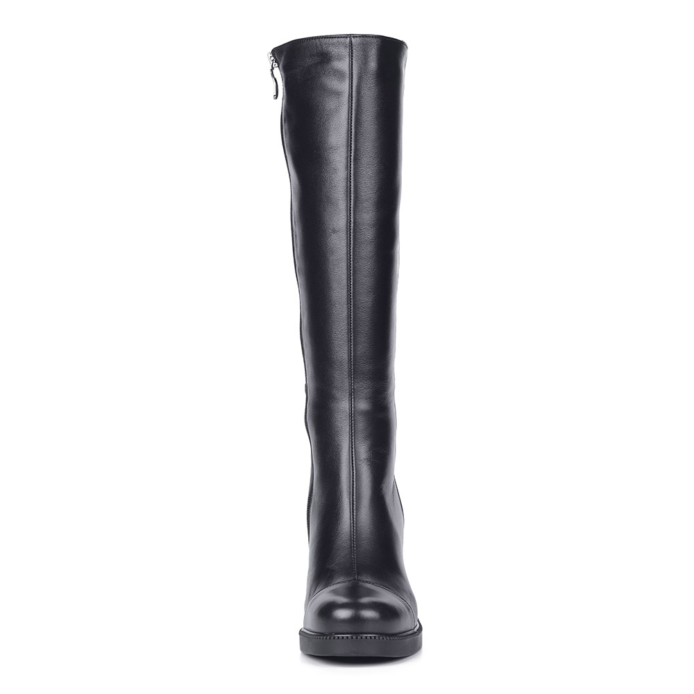 Черные кожаные сапоги на каблуке из кожи Respect, размер 36, цвет черный - фото 4