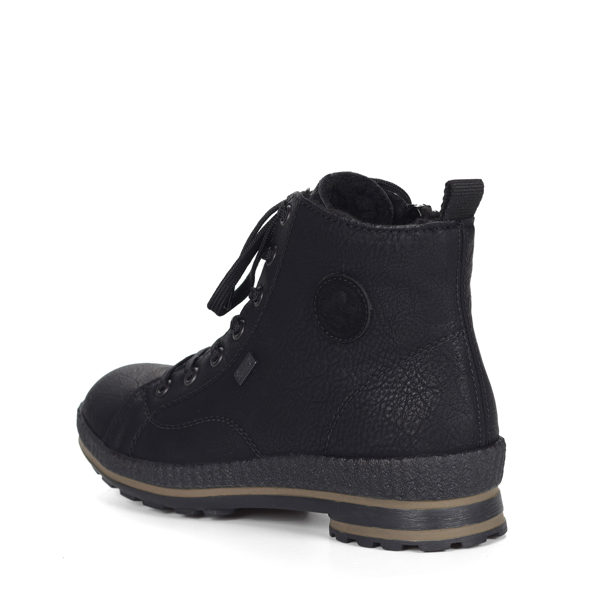 Черные ботинки из экокожи на подкладке из искусственной шерсти на утолщенной подошве Rieker, размер 41, цвет черный - фото 4