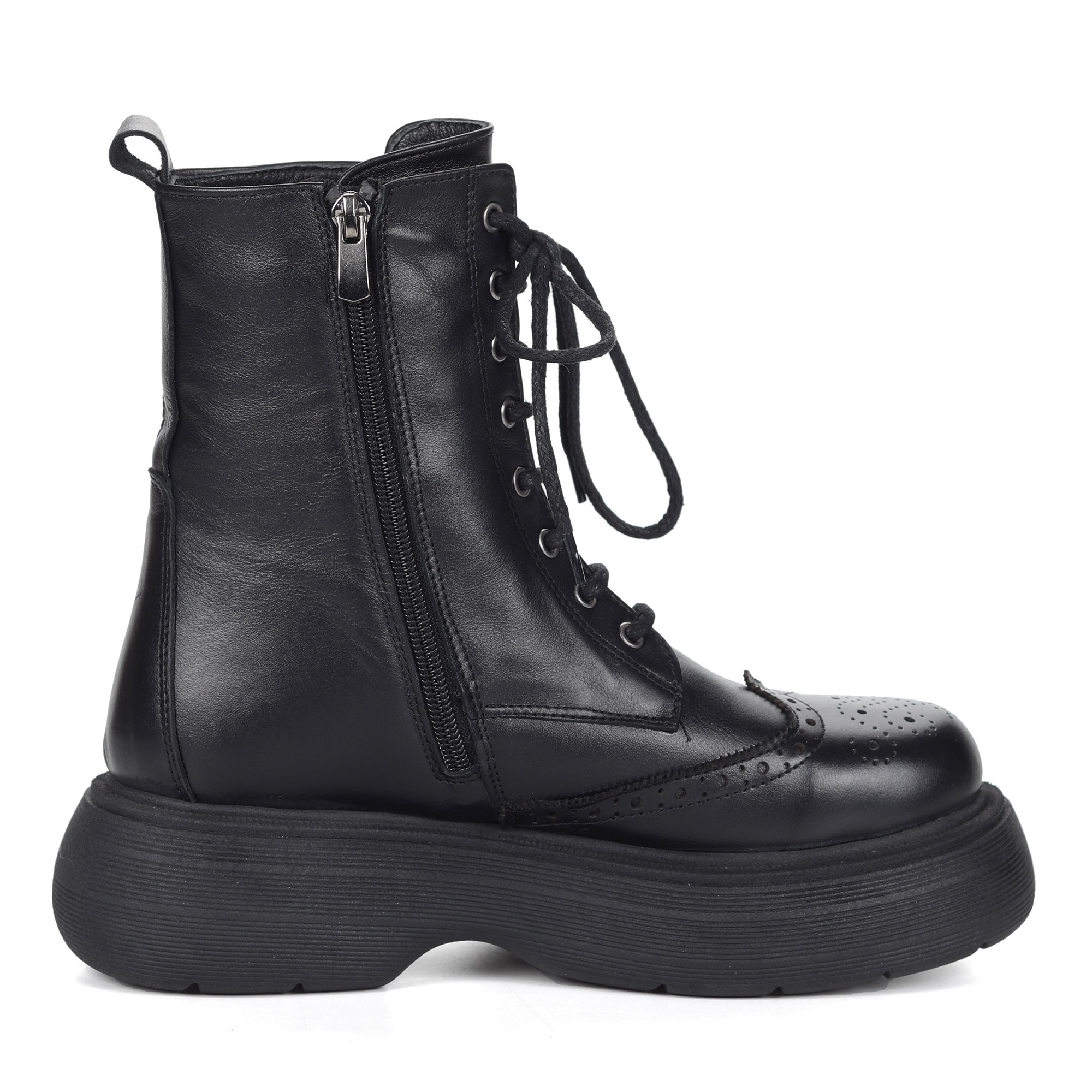 Черные ботинки из кожи на подкладке из натурального меха на утолщенной подошве CorsoComo, размер 38, цвет черный - фото 3